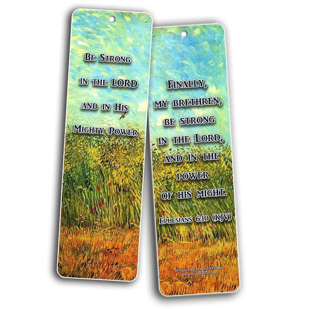 NewEights Christian KJV Bible Bookmarks - 12 Pack Motivational Scripture Cards (Joshua 1:9 Be Strong & Courageous) - Inspirational Bookmark Set for Bible Study, Church Gifts & Prayer Groups - Perfect for Sunday School, Small Groups & Personal Devotion