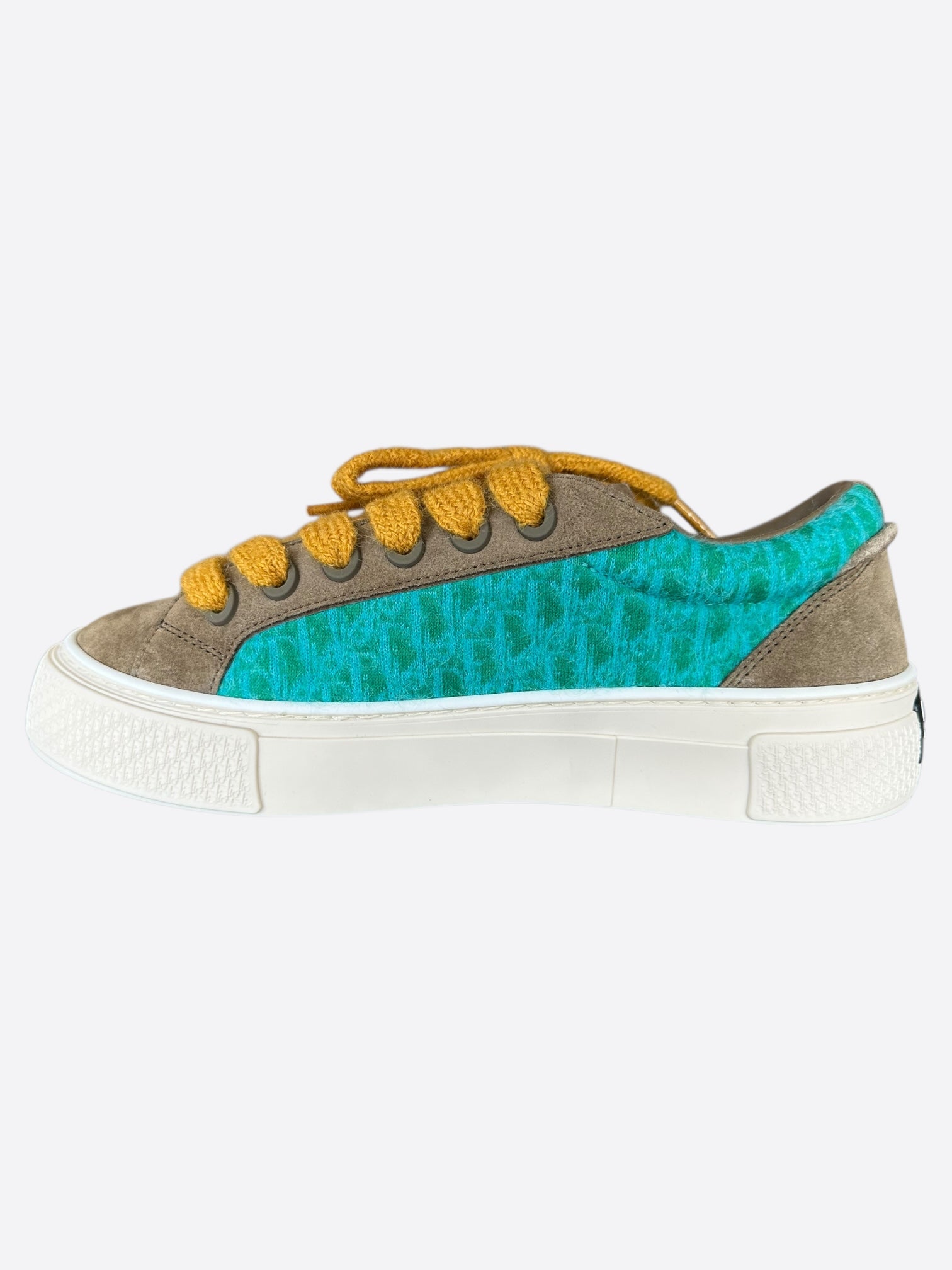 Dior Brown & Turquoise Oblique B33 Sneakers for Women - Luxury Designer Casual Shoes - Perfect for Streetwear, Office & Everyday Fashion