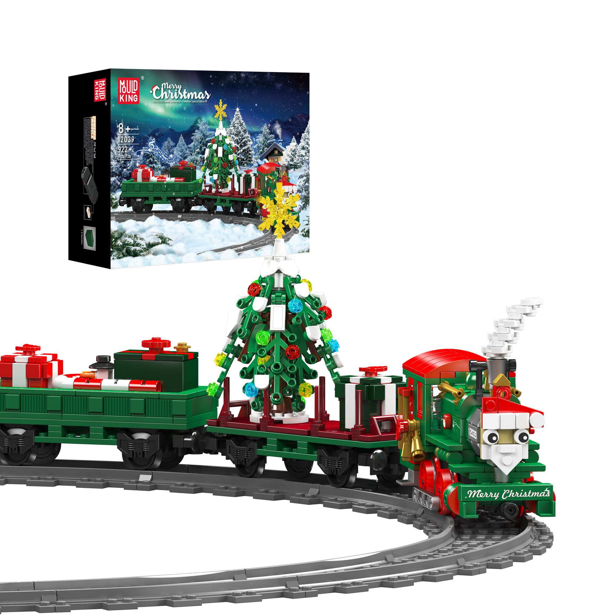 Mould King 12039 Christmas Train ESU KG230 Diesel Locomotive Building Kit | 922 Piece Model Train Set for Holiday Decor & STEM Learning | Perfect Gift for Train Enthusiasts & Collectors