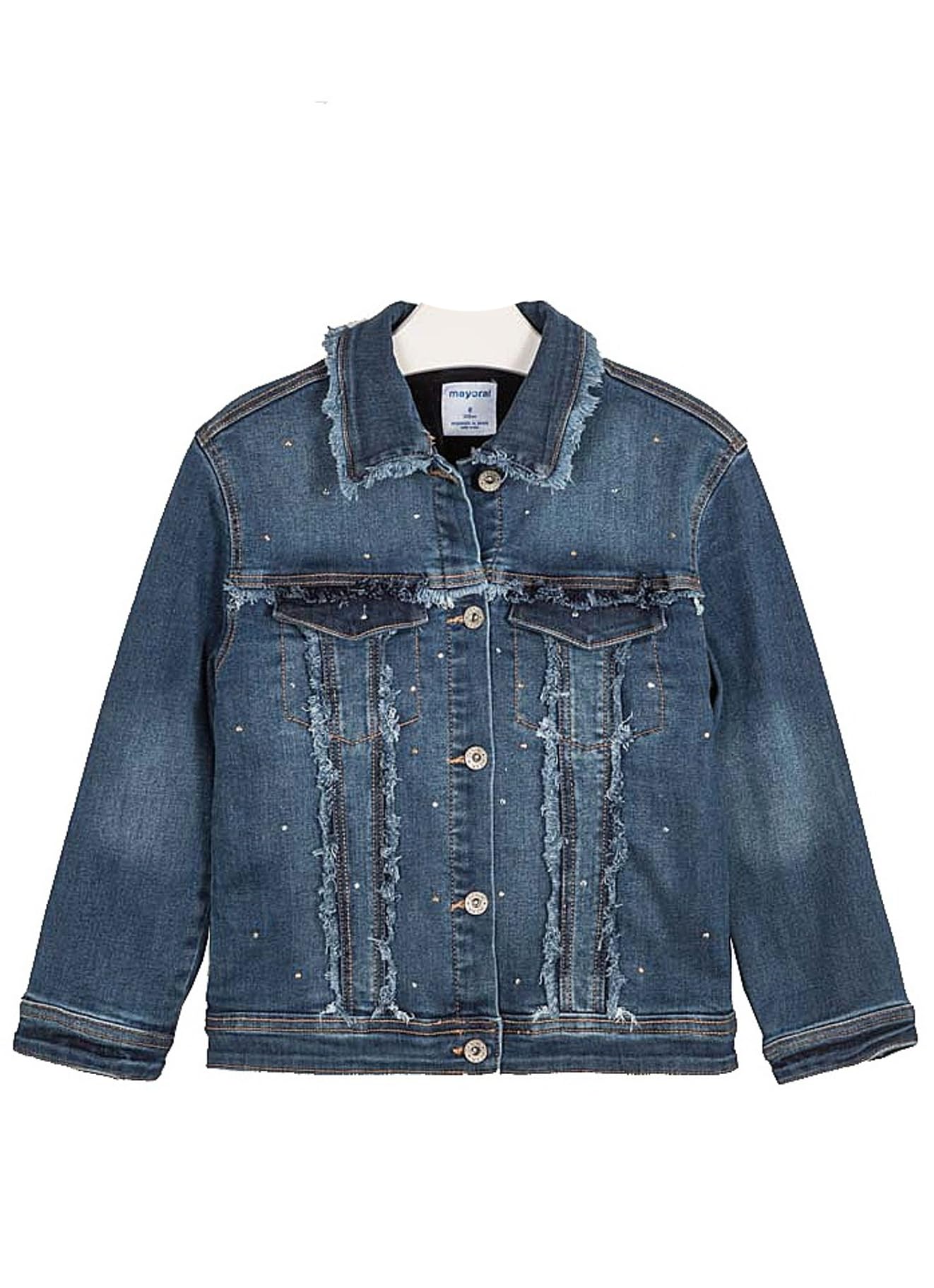Mayoral Girls' Denim Jacket 7406 - Classic Blue Denim Jacket for Kids - Perfect for School, Playdates & Casual Outings