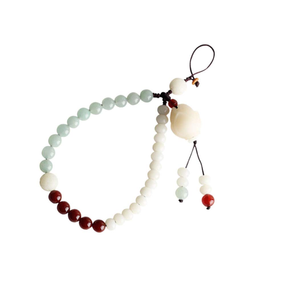 Hemobllo Crystal Phone Lanyard - Chinese Style Phone Strap with Pendant, White Short Hanging Chain for iPhone & Android - Perfect for Keychains, Gifts & Accessories