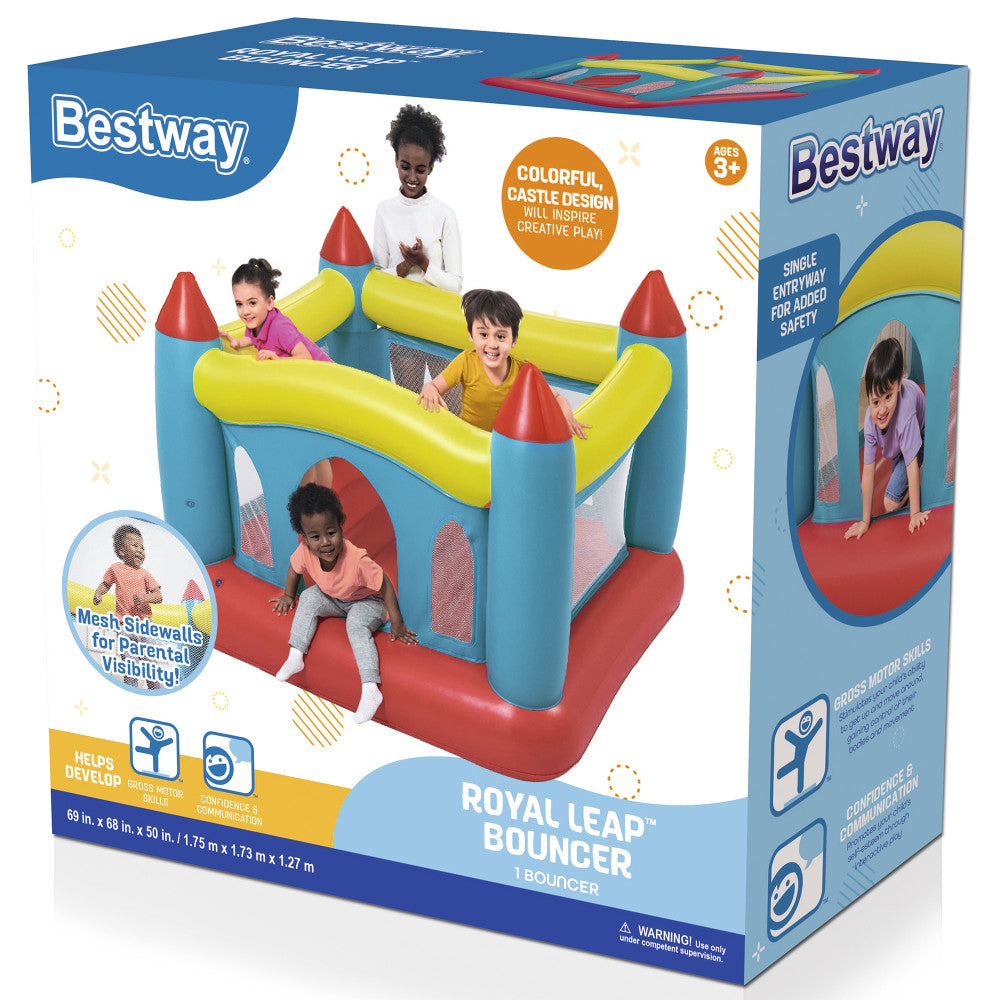 Bestway Royal Leap 69x68x53 Inches Inflatable Bouncer for Kids - Outdoor Bounce House with Safety Net for Backyard, Birthday Parties & Summer Fun