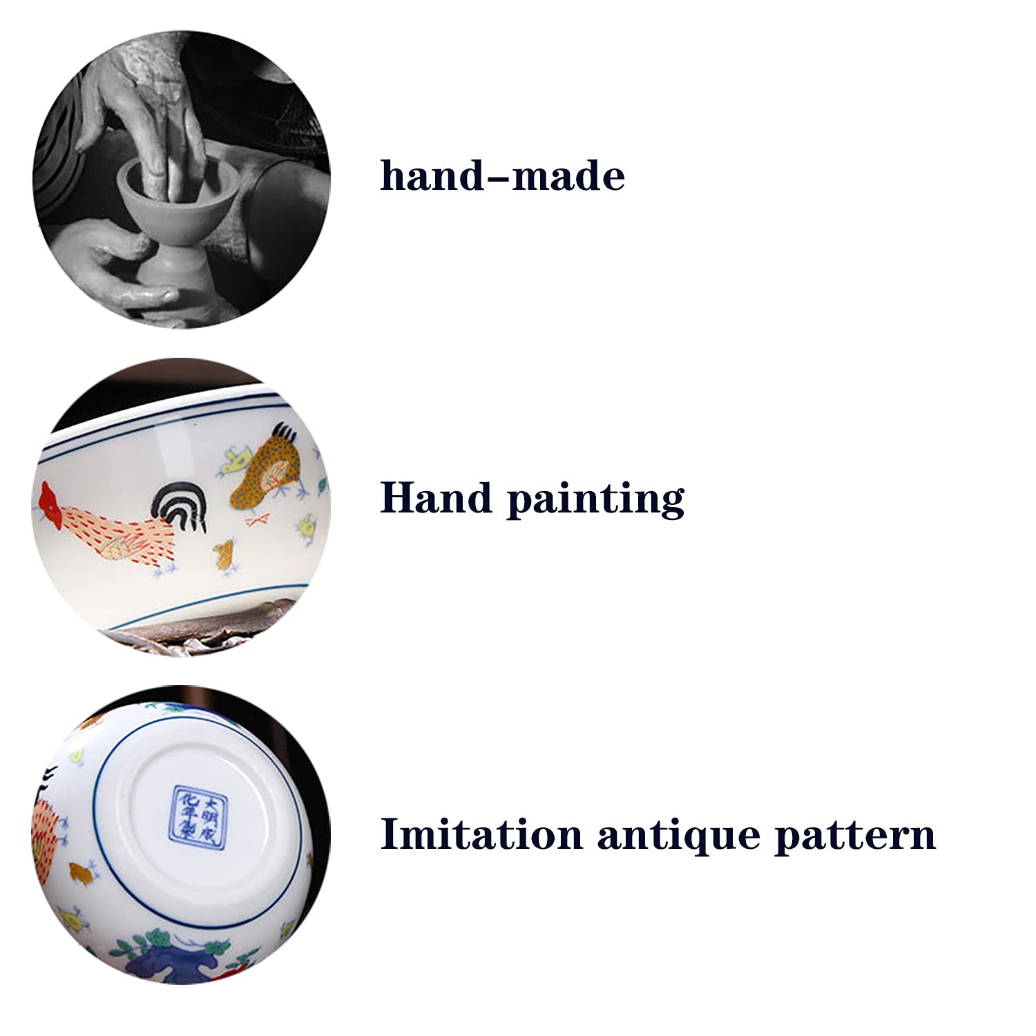 Premium Handmade Chinese Ceramic Tea Cups - Porcelain Tea Mug Set of 2, Traditional Chicken Cup Design - Perfect for Gongfu Tea Ceremony, Home Decor & Gift Giving