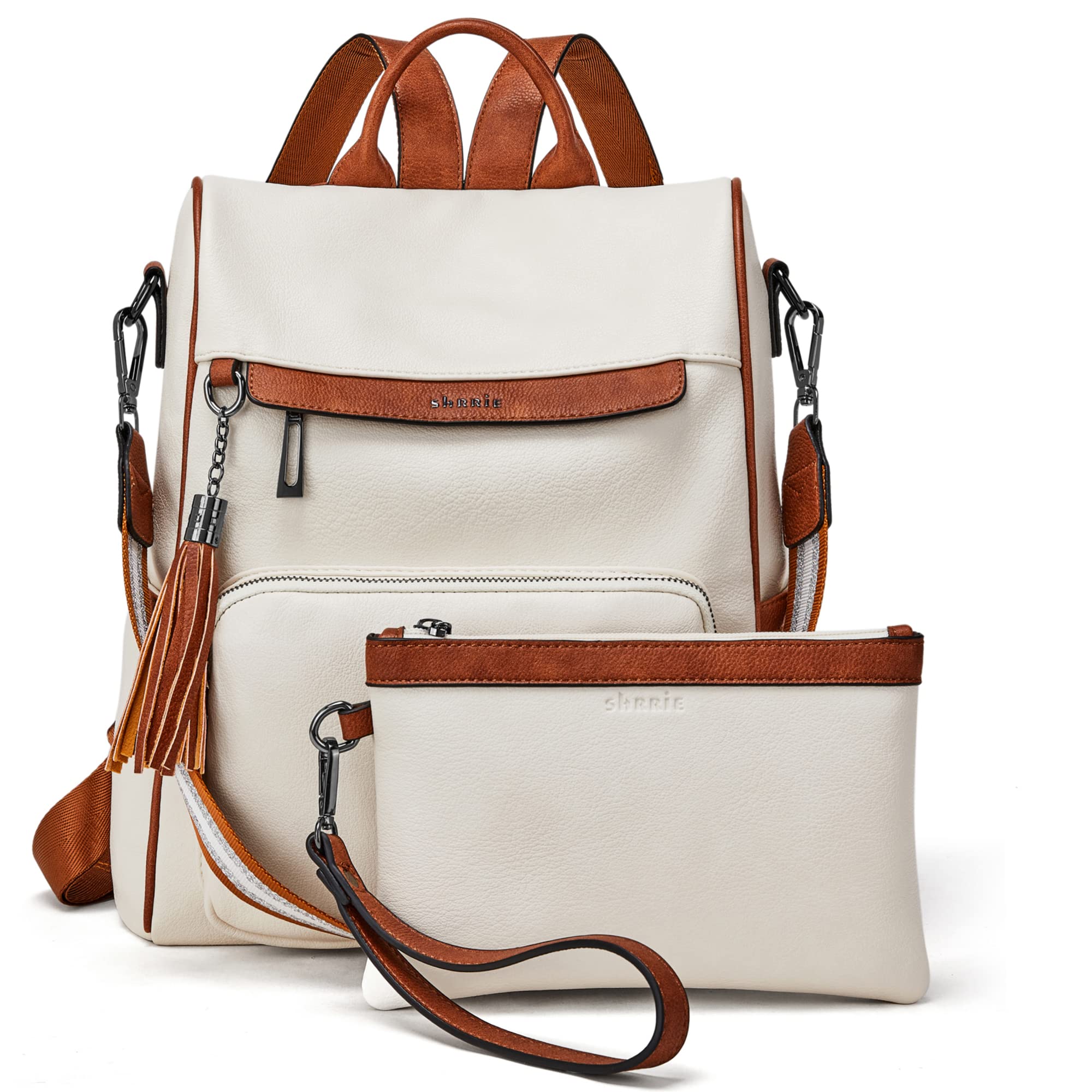 Stylish PU Leather Anti-Theft Travel Backpack Purse for Women - Fashionable Shoulder Bag with Tassel Design for Daily Commute, Work & Travel Accessories