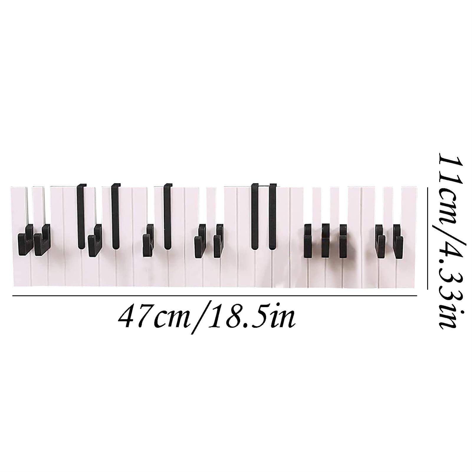 Stylish Piano Key Wall Coat Rack - Wooden Wall Mounted Coat Hanger with Hooks for Jackets, Hats & Scarves - Space Saving Entryway & Bedroom Organizer