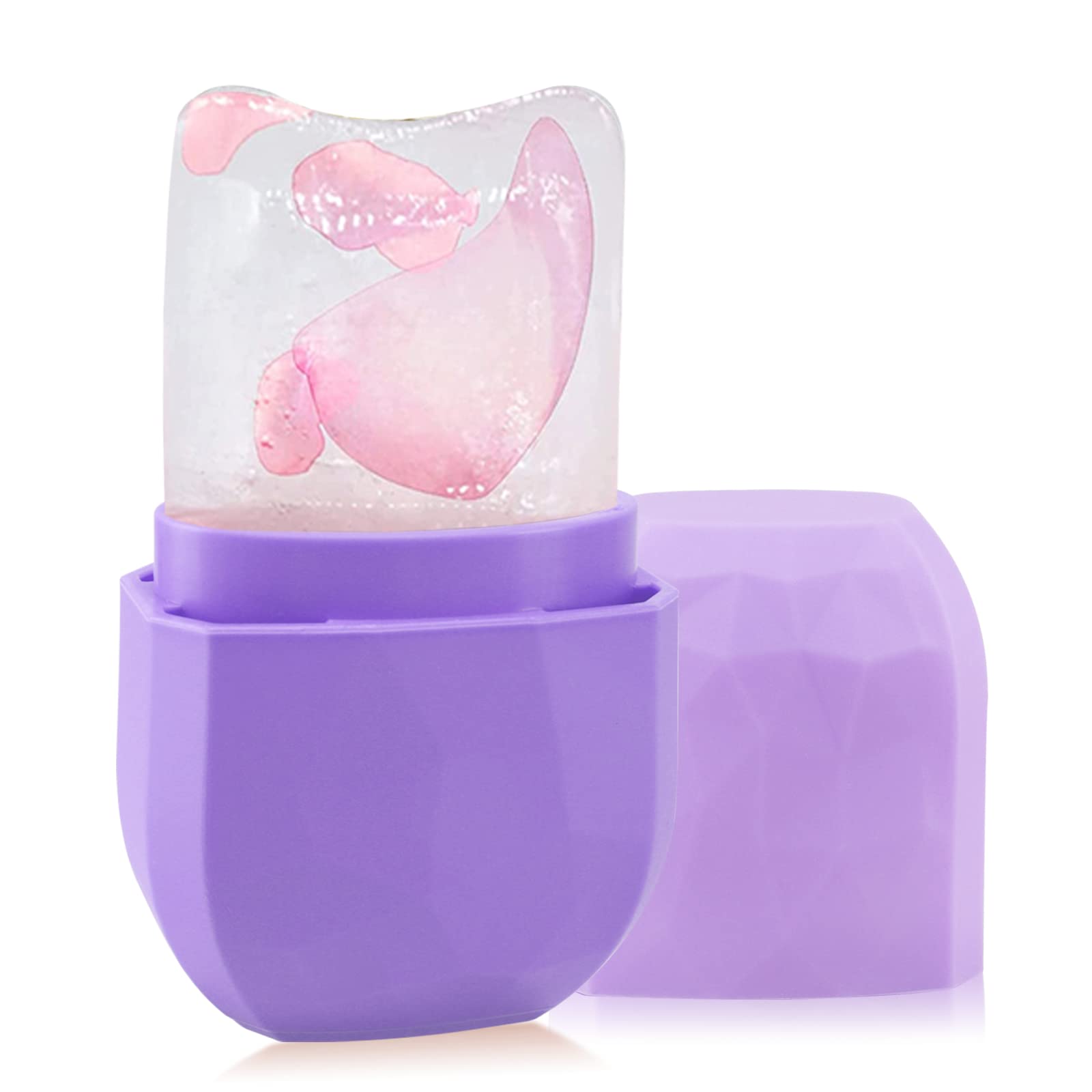 MAITING Ice Face Roller for Puffiness & Wrinkles - V-Shaped Silicone Facial Massager with Cooling Cube - Reusable Beauty Tool for Skin Tightening & Relaxation - Perfect for Morning Routine & Post-Workout Recovery