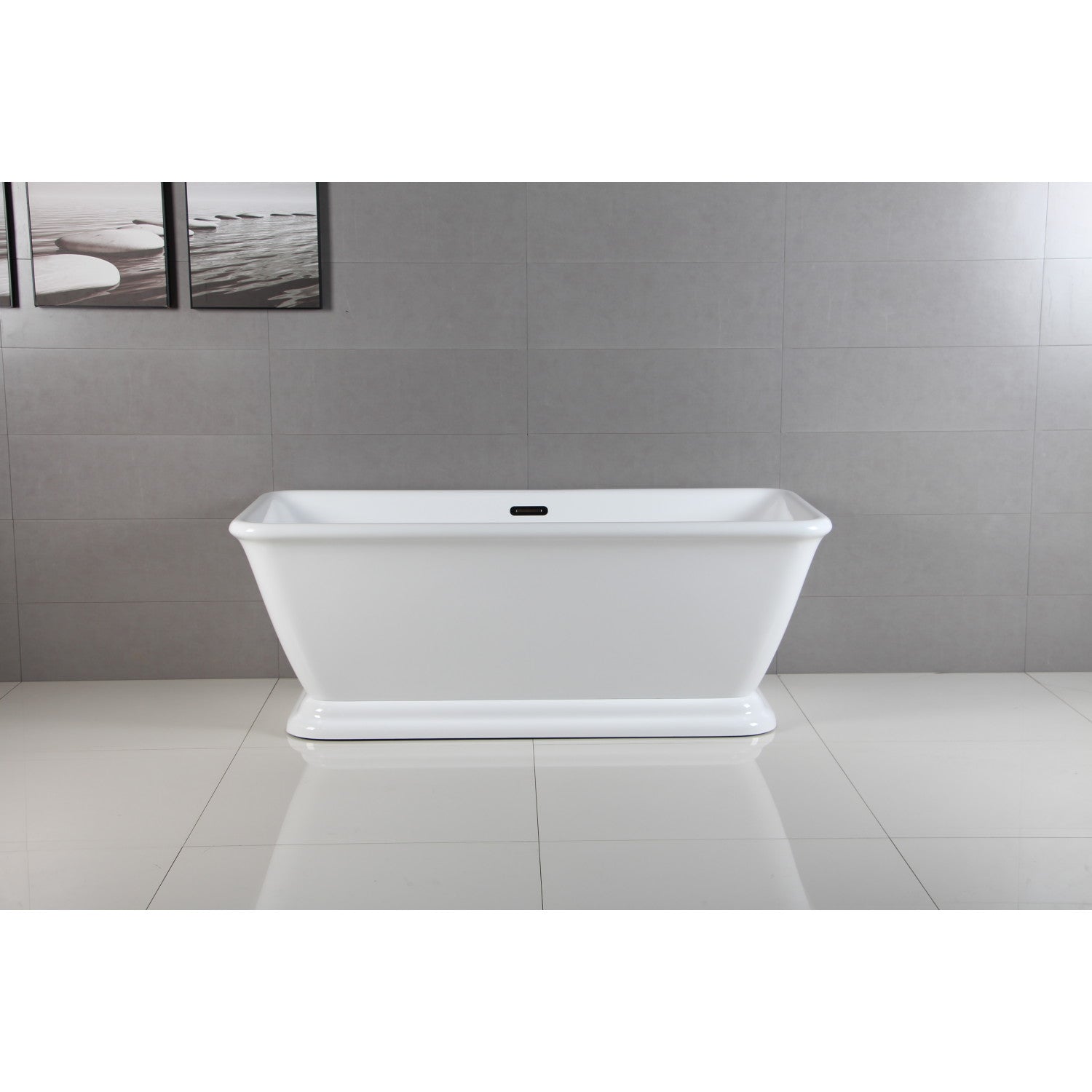 Aqua Eden 71 Inch Acrylic Oval Rectangular Double Ended Pedestal Bathtub - Glossy White Freestanding Soaking Tub with Drain (No Faucet Holes) - Perfect for Modern Bathrooms, Spa Retreats & Luxury Home Renovations