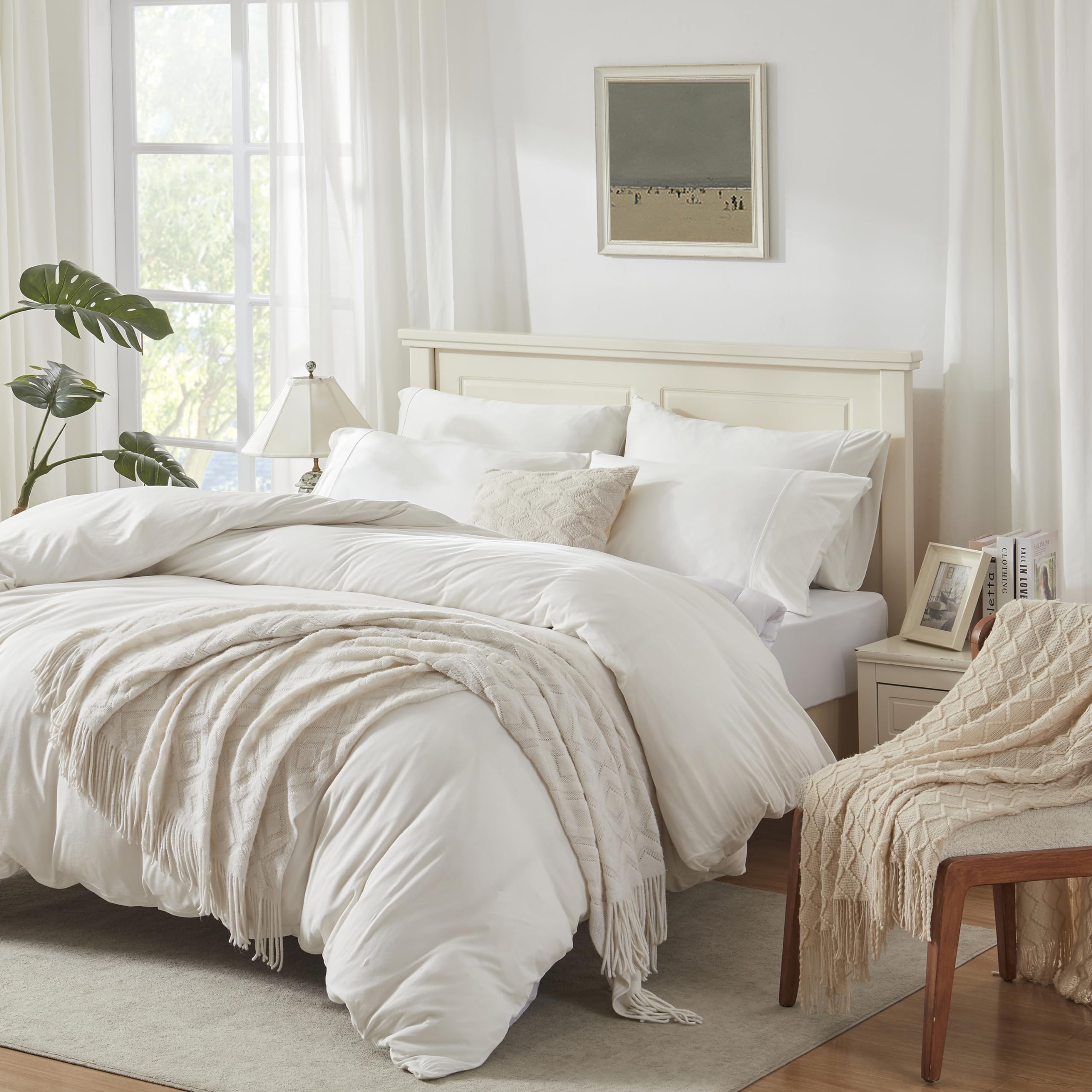 Soft Jersey Knit Cotton Duvet Cover Set - King Size 3pc for Cozy Bedroom