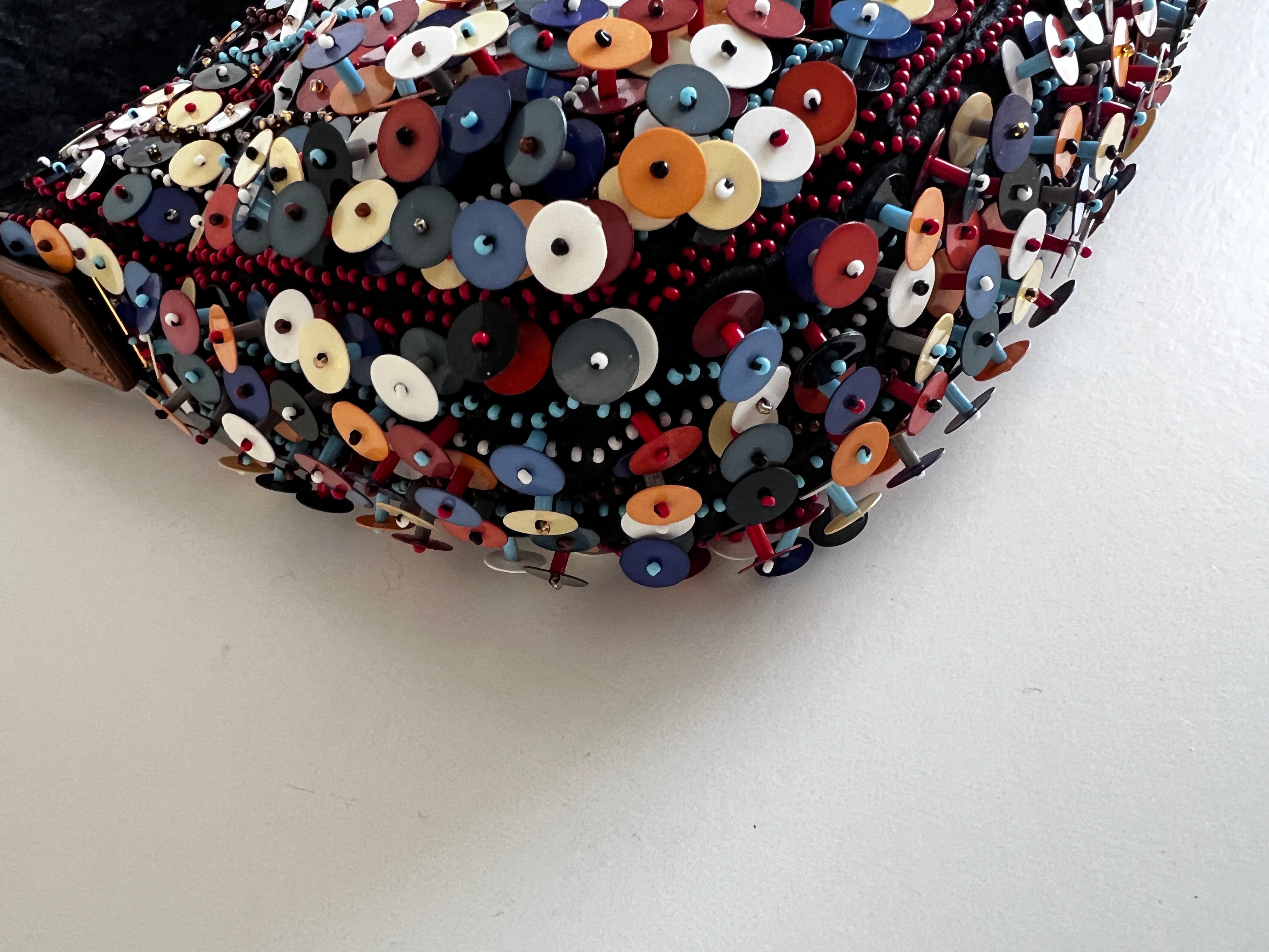 Fendi 3D Multicolor Sequin Baguette Bag - Stylish Evening Clutch for Parties, Weddings & Special Occasions