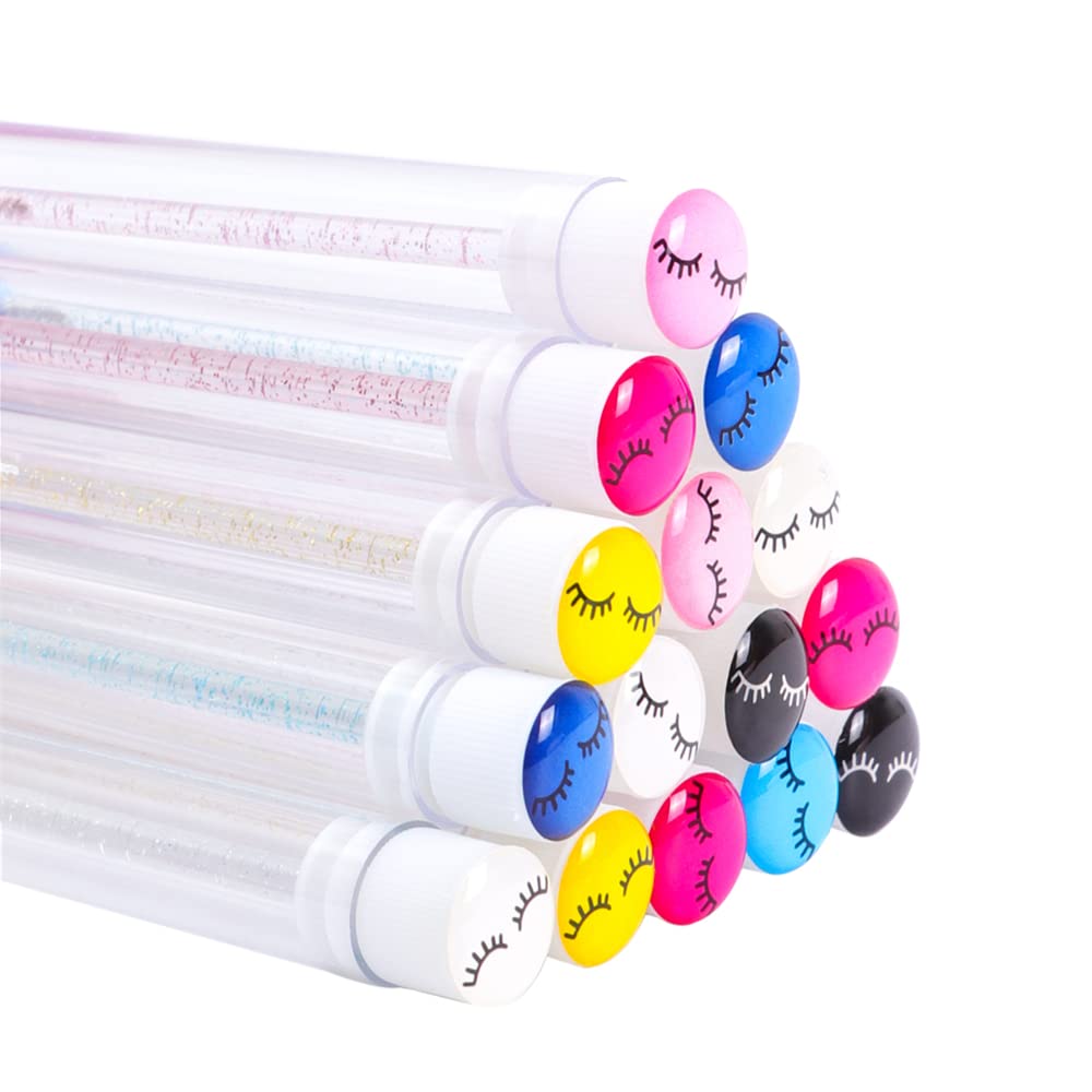 60 Pcs Disposable Pink Diamond Lash Mascara Brushes - Eyelash Spoolie Wands with Sanitary Tubes for Professional Makeup Application, Salon & Home Use