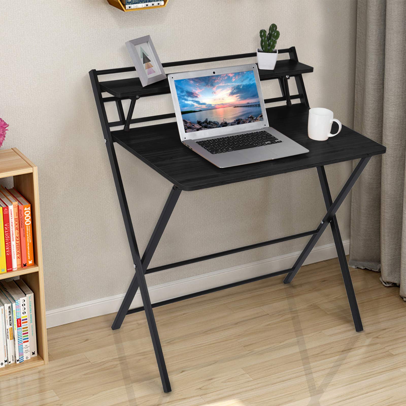2-Tier Small Folding Desk Table: 31.5