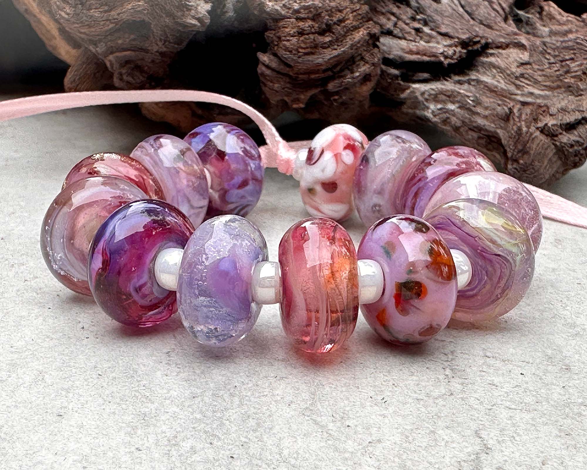 13 Pink Orphan Lampwork Glass Beads for Jewelry Making - DIY Bracelets, Necklaces & Craft Projects