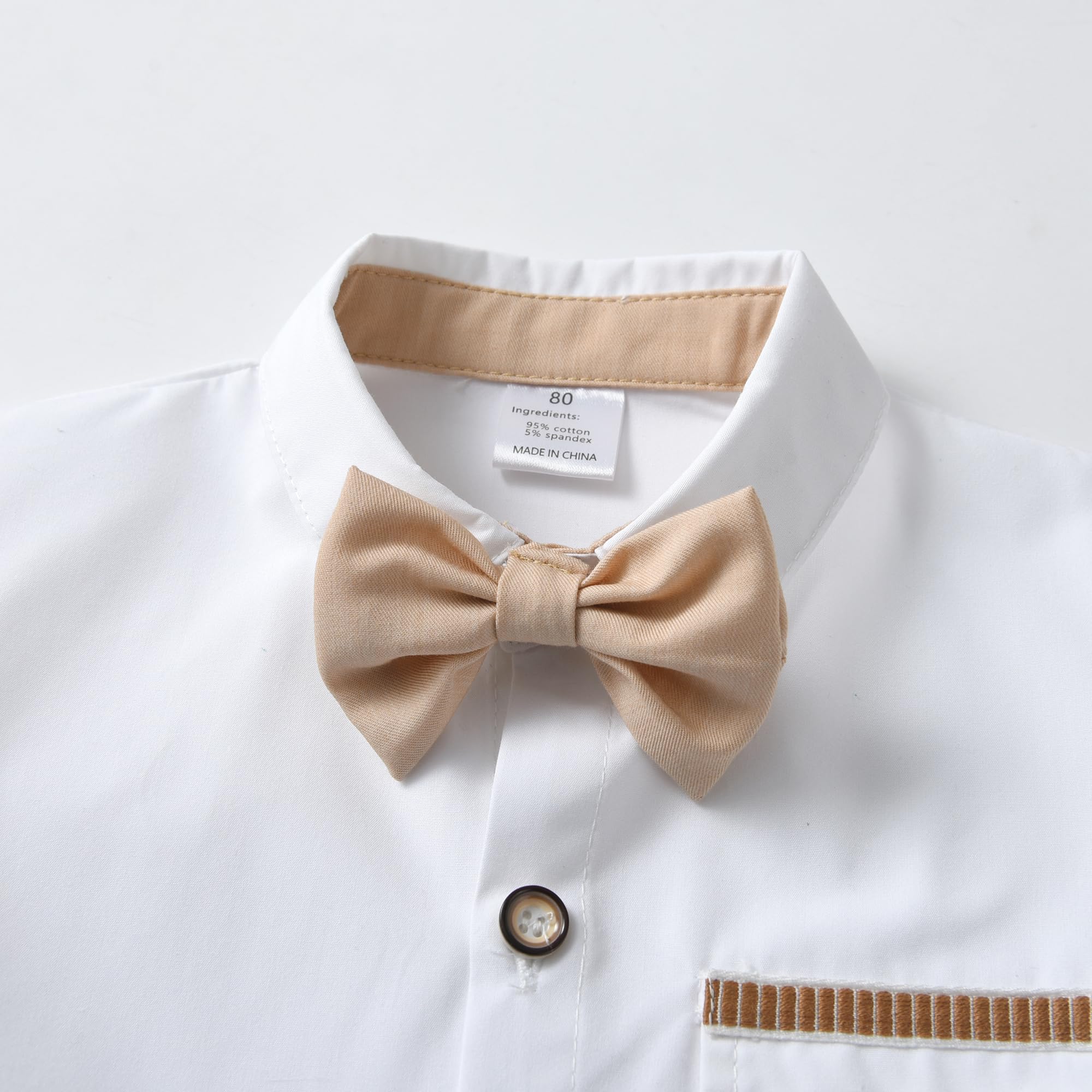 Boarnseorl Baby Boys Gentleman Outfits - Stylish Shorts Sets with Shirt, Bow Tie & Suspenders for Infants | Perfect for Photoshoots, Parties & Special Occasions