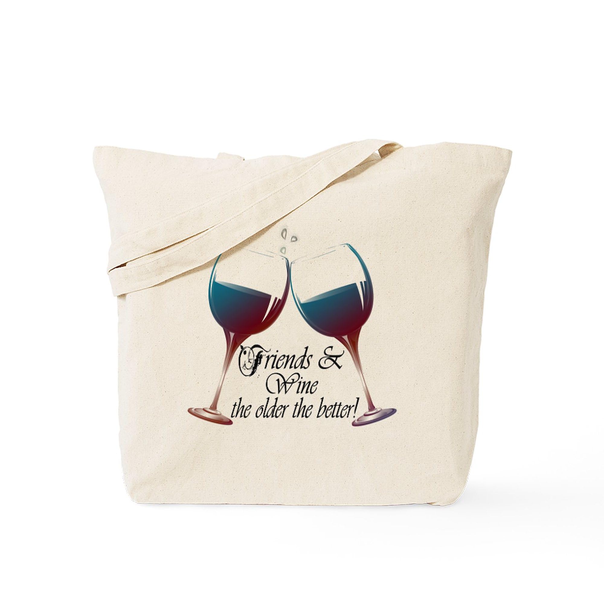 Friends And Wine The Older The Better Tote Bag - Natural Canvas Reusable Shopping Bag for Women | Perfect for Groceries, Beach Trips & Wine Tasting