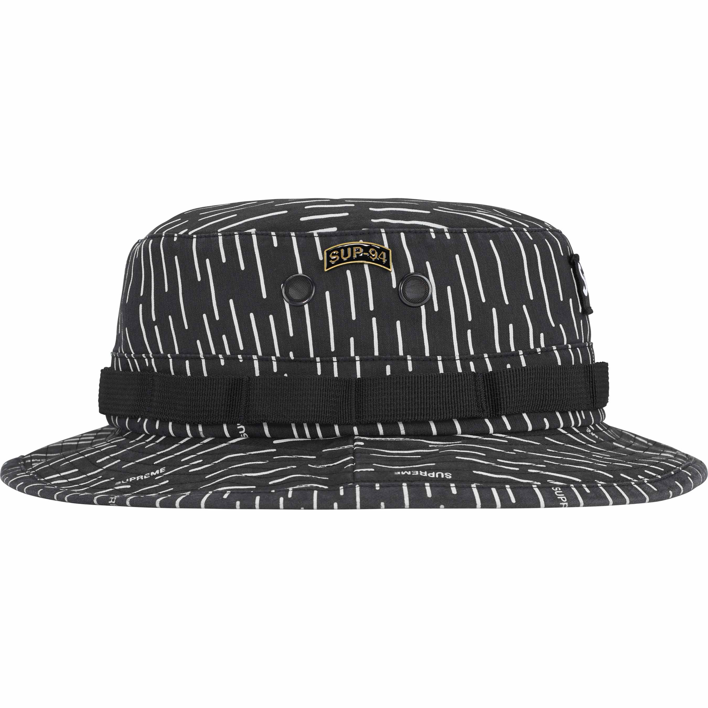 Supreme FW24 Military Boonie Hat - Black Raindrop Camo Bucket Hat for Outdoor Hiking, Camping & Streetwear Fashion