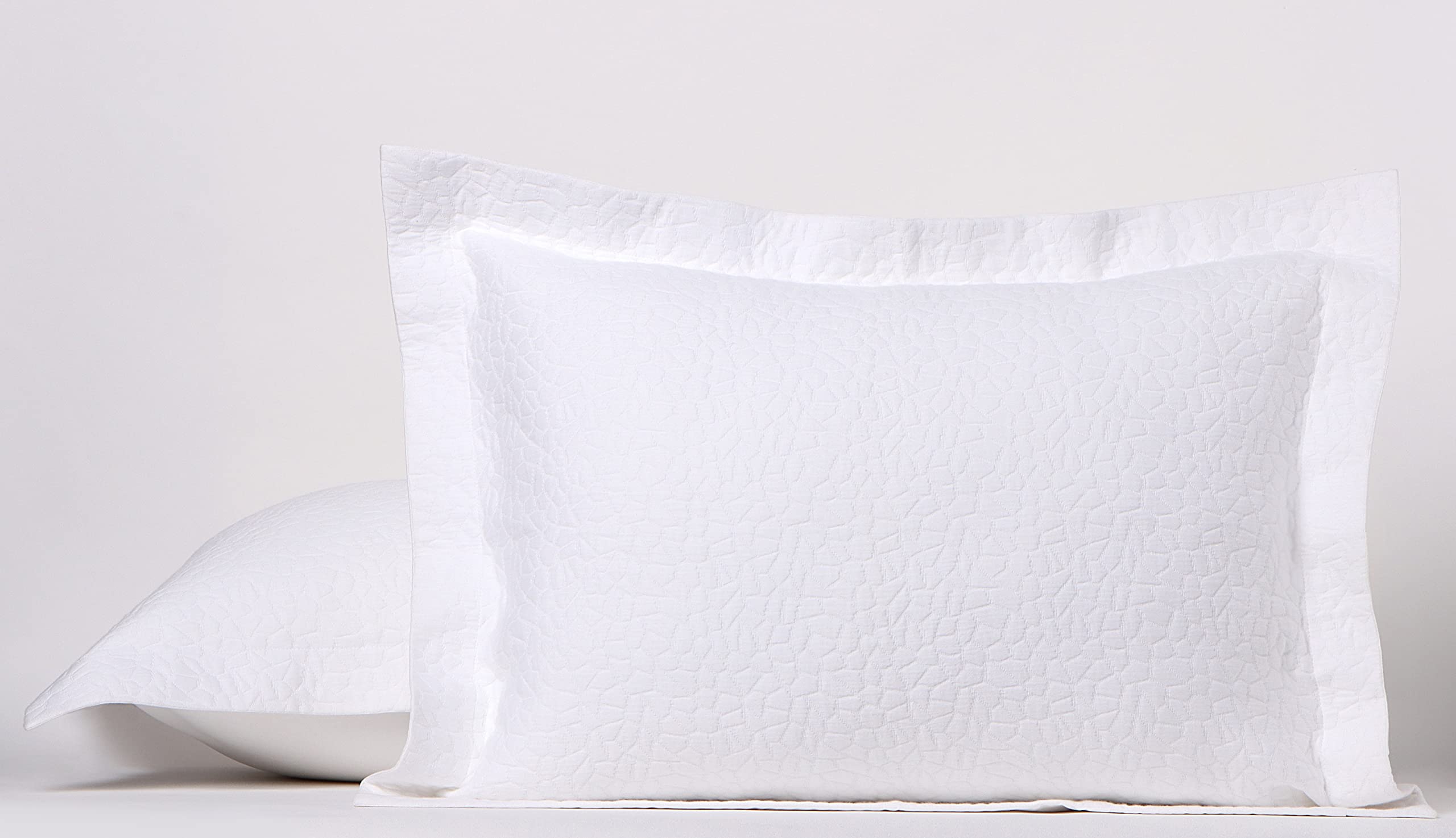 100% Cotton King Size Decorative Pillow Shams - Set of 2 Ultra Soft Premium Jacquard Pillow Covers for Bed, Sofa & Couch - All-Season White Luxury Bedding - Breathable Zenith Weave by Threadmill - Perfect for Home Decor, Living Room & Bedroom Accents