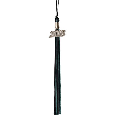 2018 Graduation Tassel - Black & Columbia Blue with Silver Charm | Commencement Accessory for High School & College Graduation Ceremonies