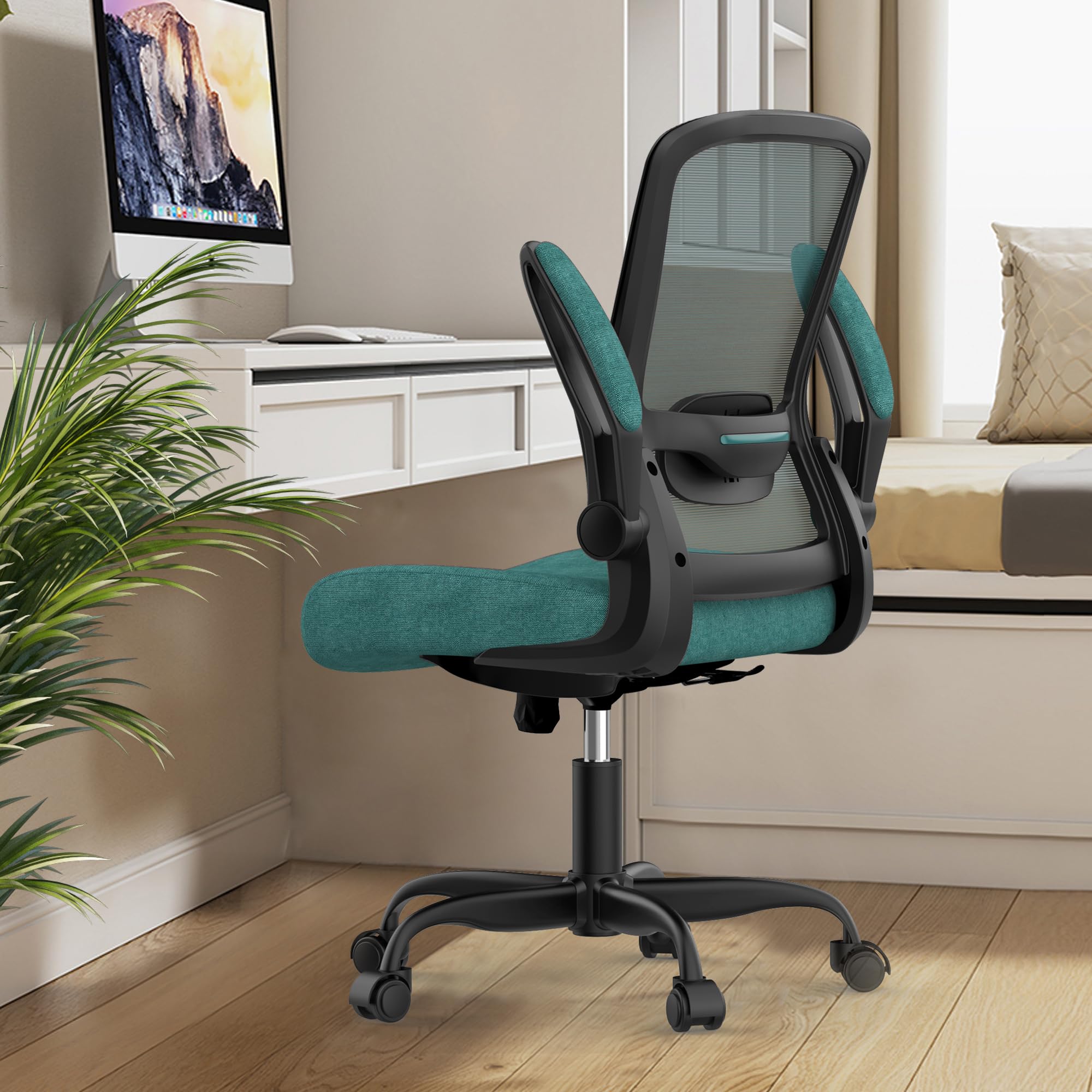 Ergonomic Office Chair with Adjustable Lumbar Support - High Back Mesh Computer Desk Chair with Flip-Up Armrests - BIFMA Certified Task Chair for Home Office & Workspace - Perfect for Long Hours of Comfortable Sitting