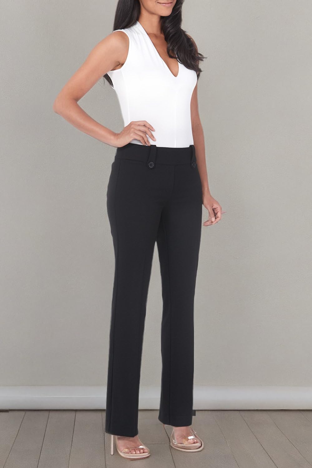 Rekucci Women's Stretch Bootcut Pants with Tummy Control - Smart Desk to Dinner Comfort for Work & Casual Wear
