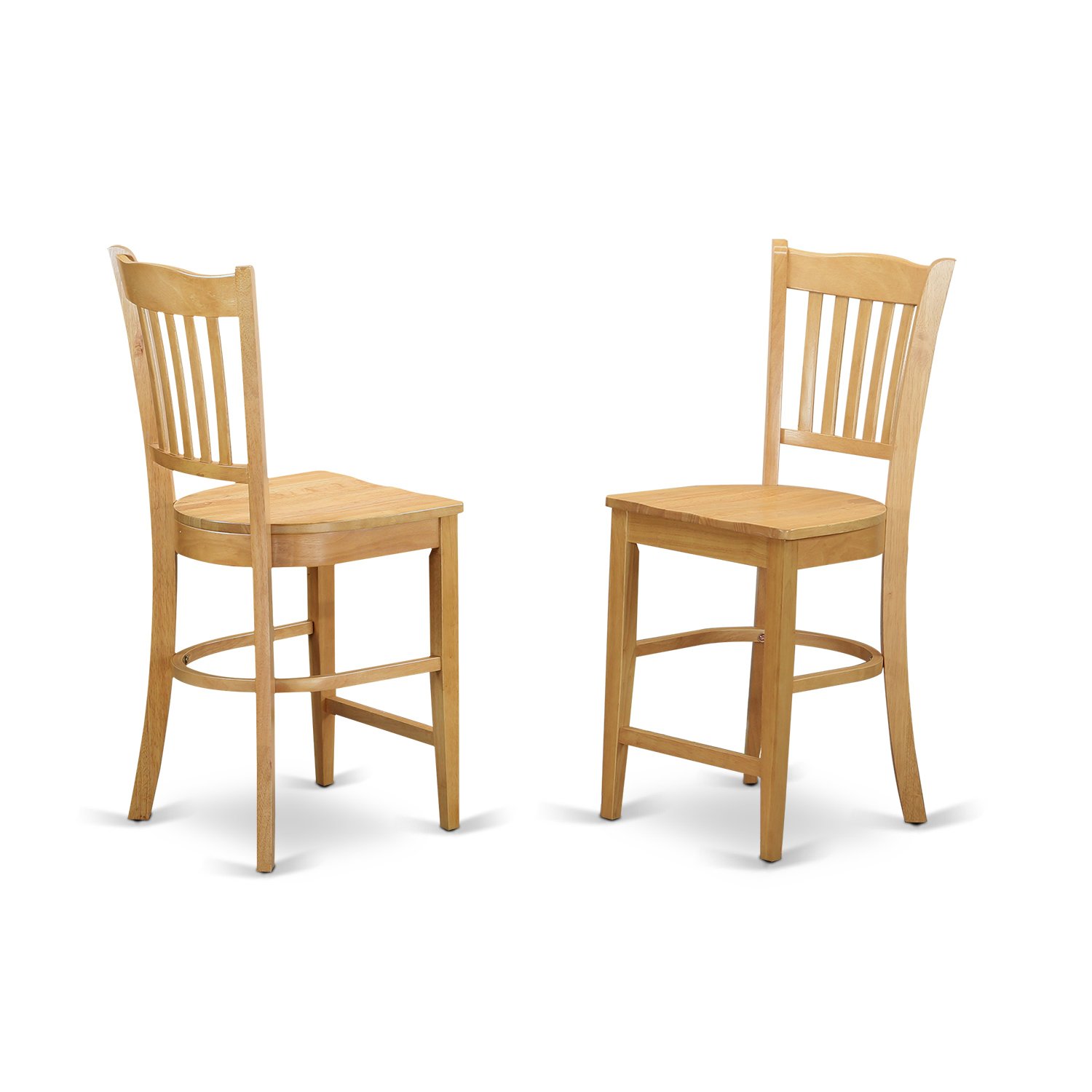 East West Furniture 3-Piece Kitchen Counter Height Dining Set - 30x48 Inch Oak Pub Table with 2 Bar Stools for Breakfast Nook, Small Space Dining & Kitchen Island Seating