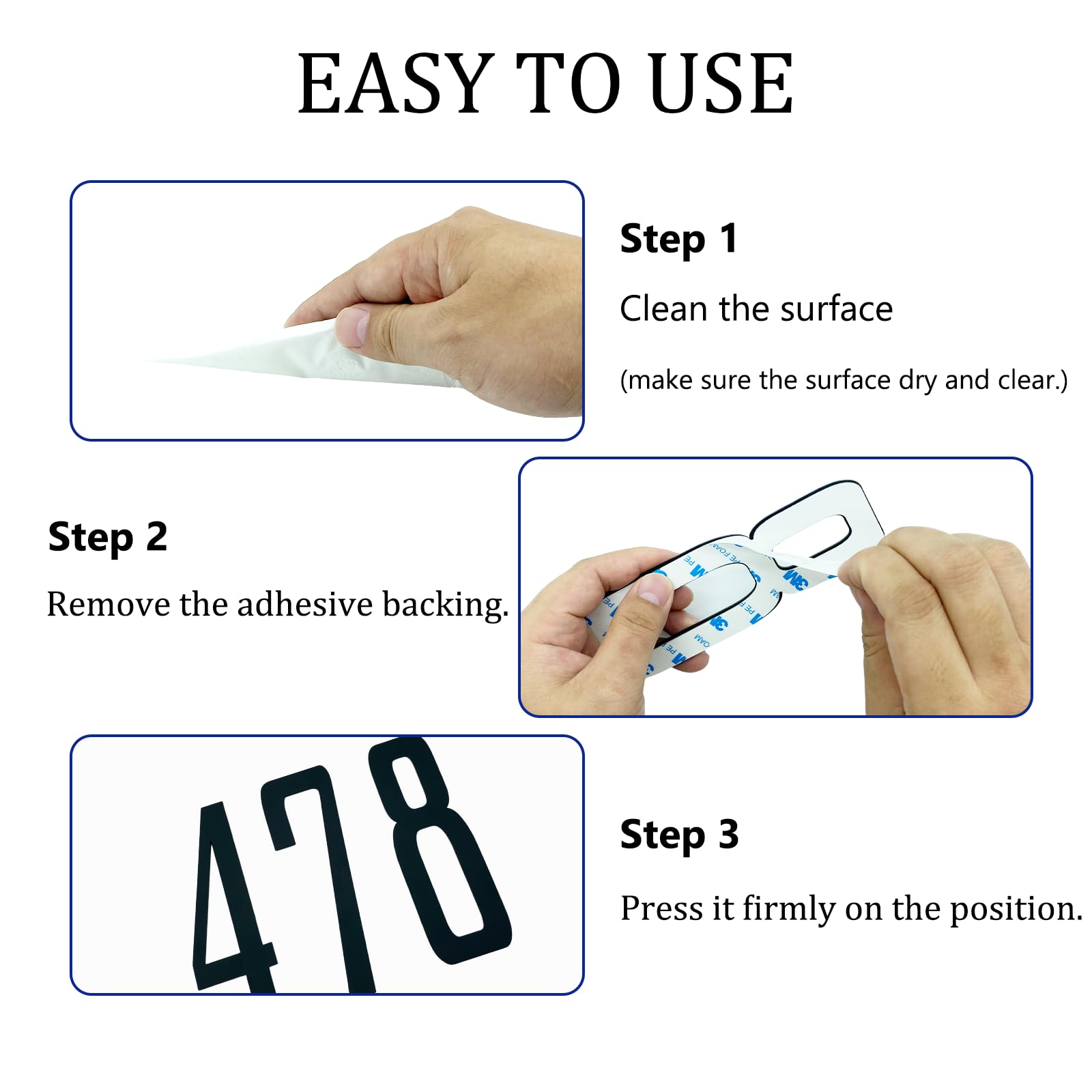 Modern Self-Adhesive 6 Inch Metal House Numbers for Outside - Large Durable Address Plaques for Mailbox, Door & Outdoor Use - Perfect for Home, Apartment & Business Address Display (House Number 4)