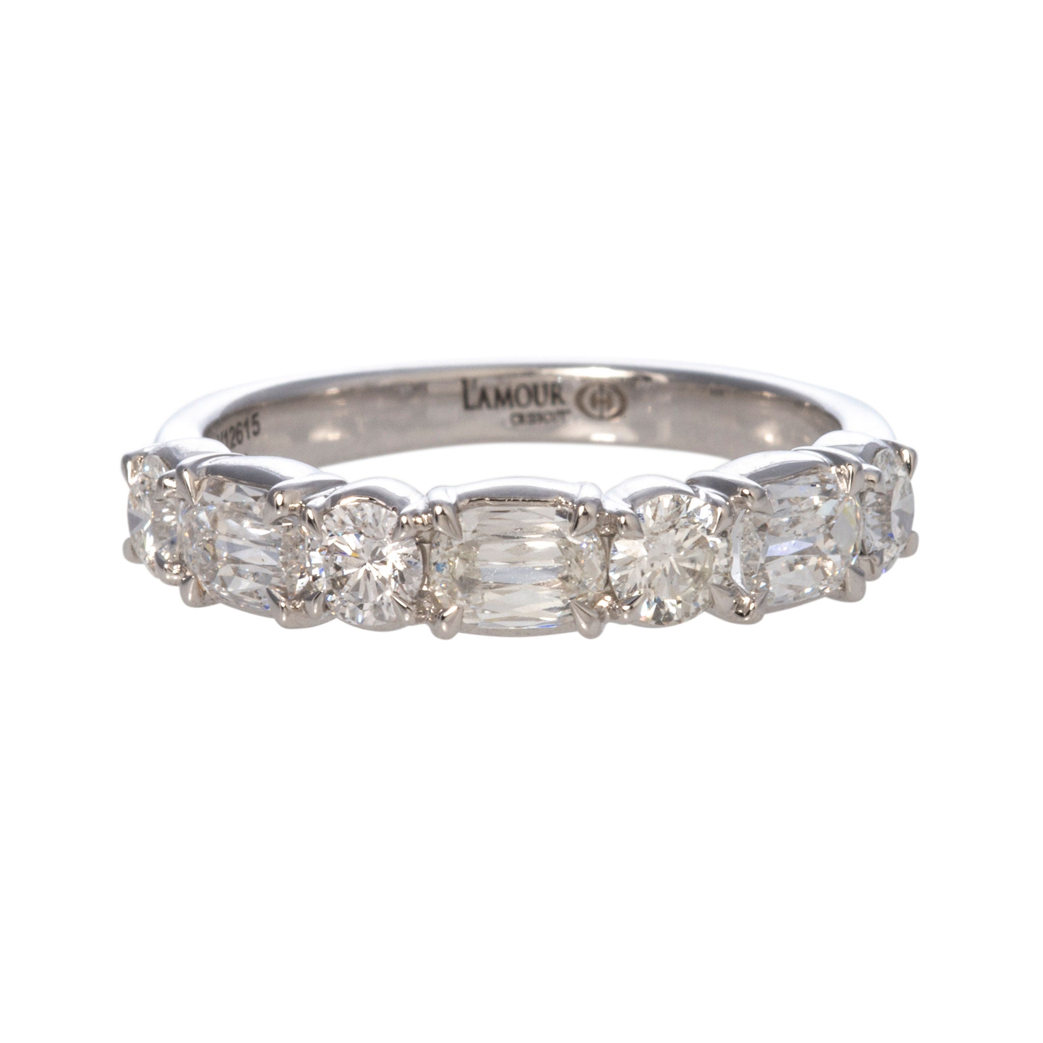 1.12ctw L’Amour Crisscut & Round Diamond 7 Stone Wedding Band Ring - Elegant Stackable Ring for Bridal, Anniversary, or Everyday Luxury Jewelry
