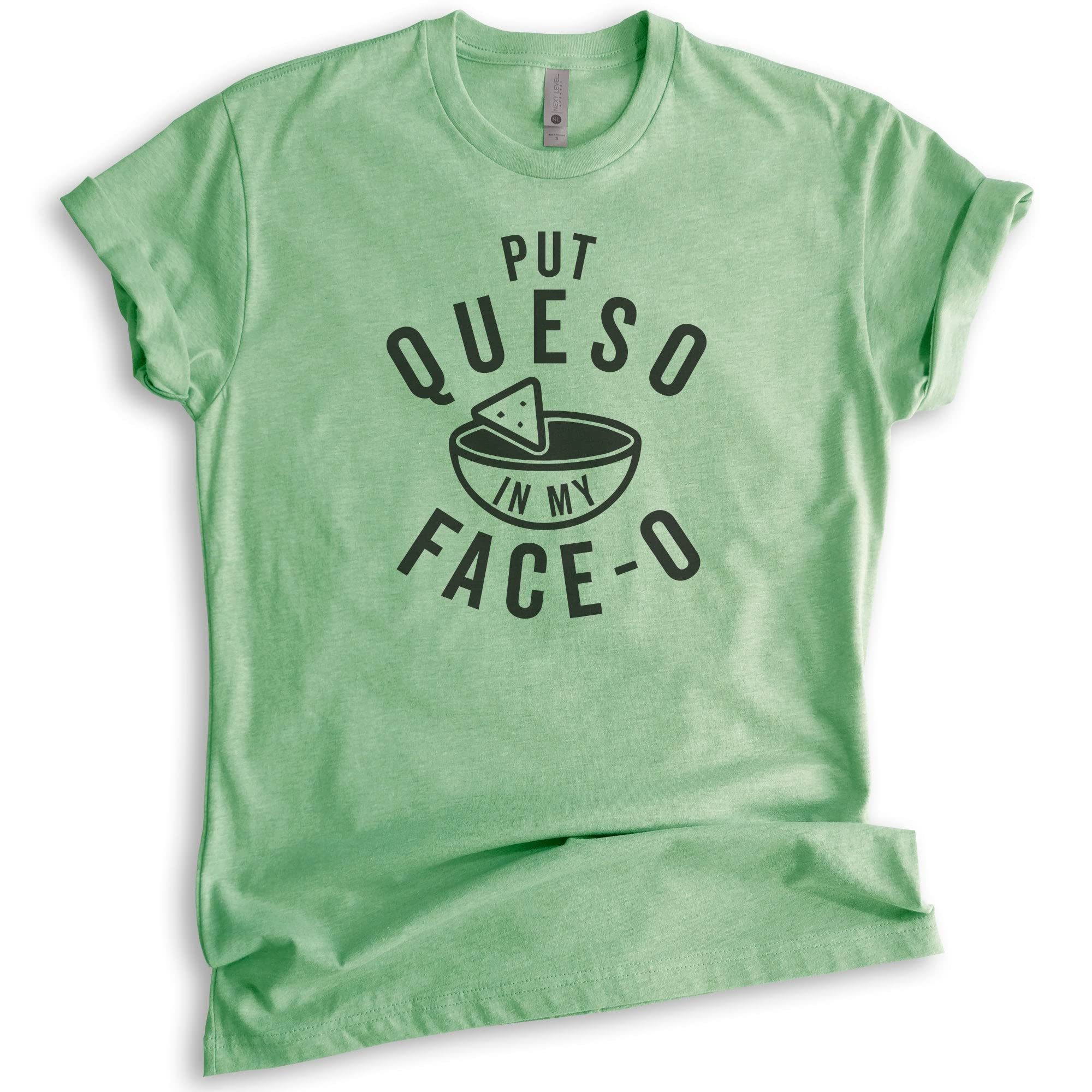 Unisex Put Queso in My Face-O T-Shirt | Funny Nacho & Mexican Food Graphic Tee for Men & Women | Perfect for Cinco de Mayo, Taco Tuesday & Casual Wear