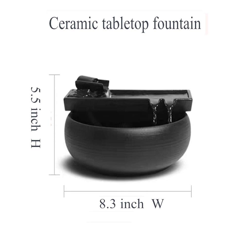 Ceramic Tabletop Fountain for Indoor & Outdoor Use - Relaxing Water Feature for Office, Desk, Patio, Garden Decor | Perfect for Home, Meditation & Stress Relief