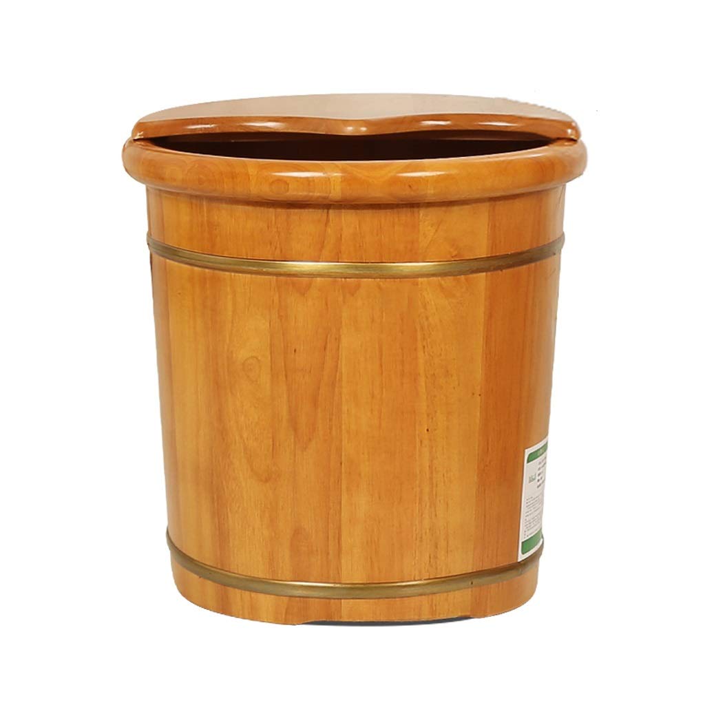 Wooden Foot Soaking Tub with Lid - Deep Round Pedicure Bowl for Relaxing Foot Spa, Home Pedicure & Foot Care - Perfect for Bathroom, Salon & Home Spa Use