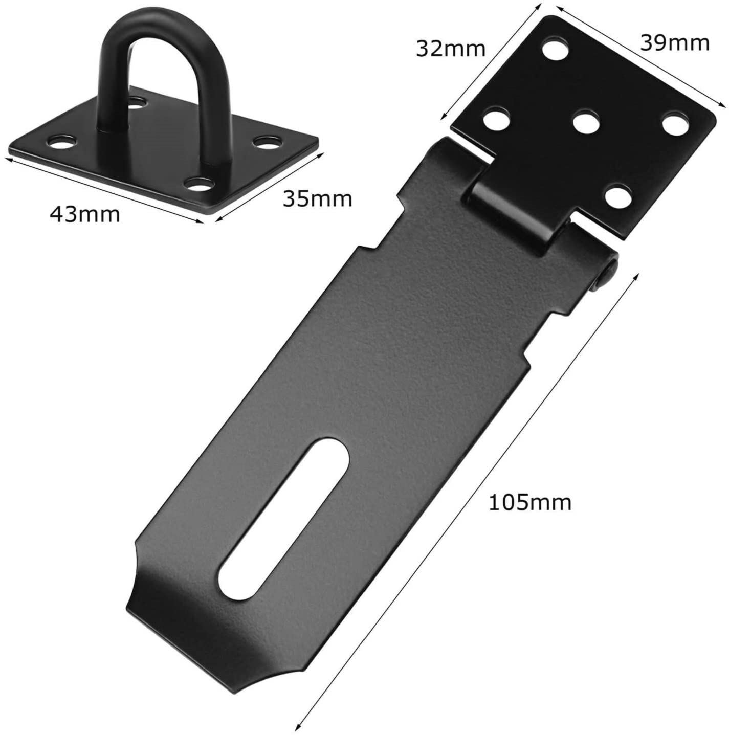 4 Inch Stainless Steel Padlock Hasp - Black Door Latch Lock with Screws for External Doors, Windows, Cabinets & Pet Cages | Secure Gates, Sheds & Storage Units