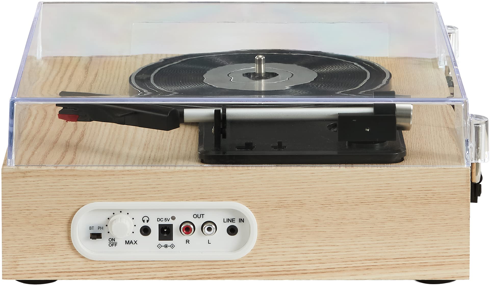 Crosley CR6042A-NA Scout 3-Speed Bluetooth Vinyl Record Player with Built-in Speakers - Natural Wood Finish | Perfect for Home, Office & Retro Music Lovers