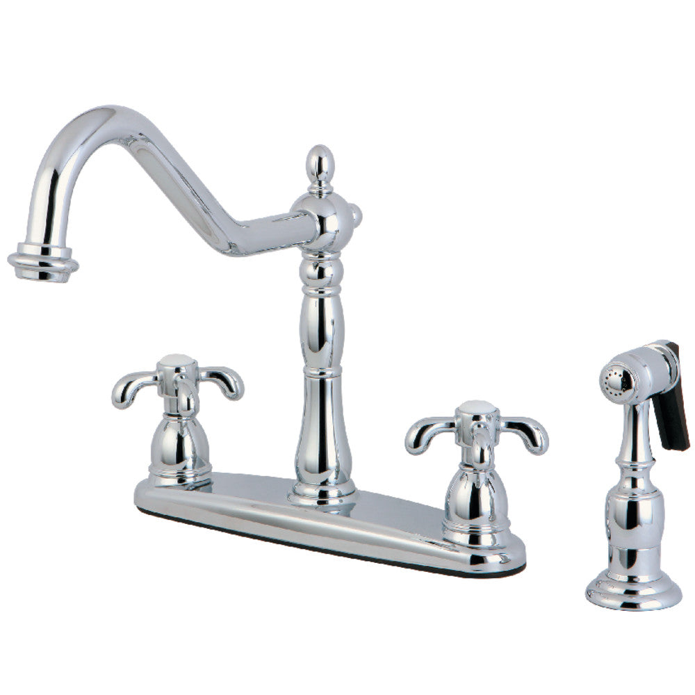 Kingston Brass KB1758TXBS French Country Centerset Kitchen Faucet - Vintage Style Pull-Down Sprayer, Oil-Rubbed Bronze Finish for Farmhouse & Traditional Kitchens