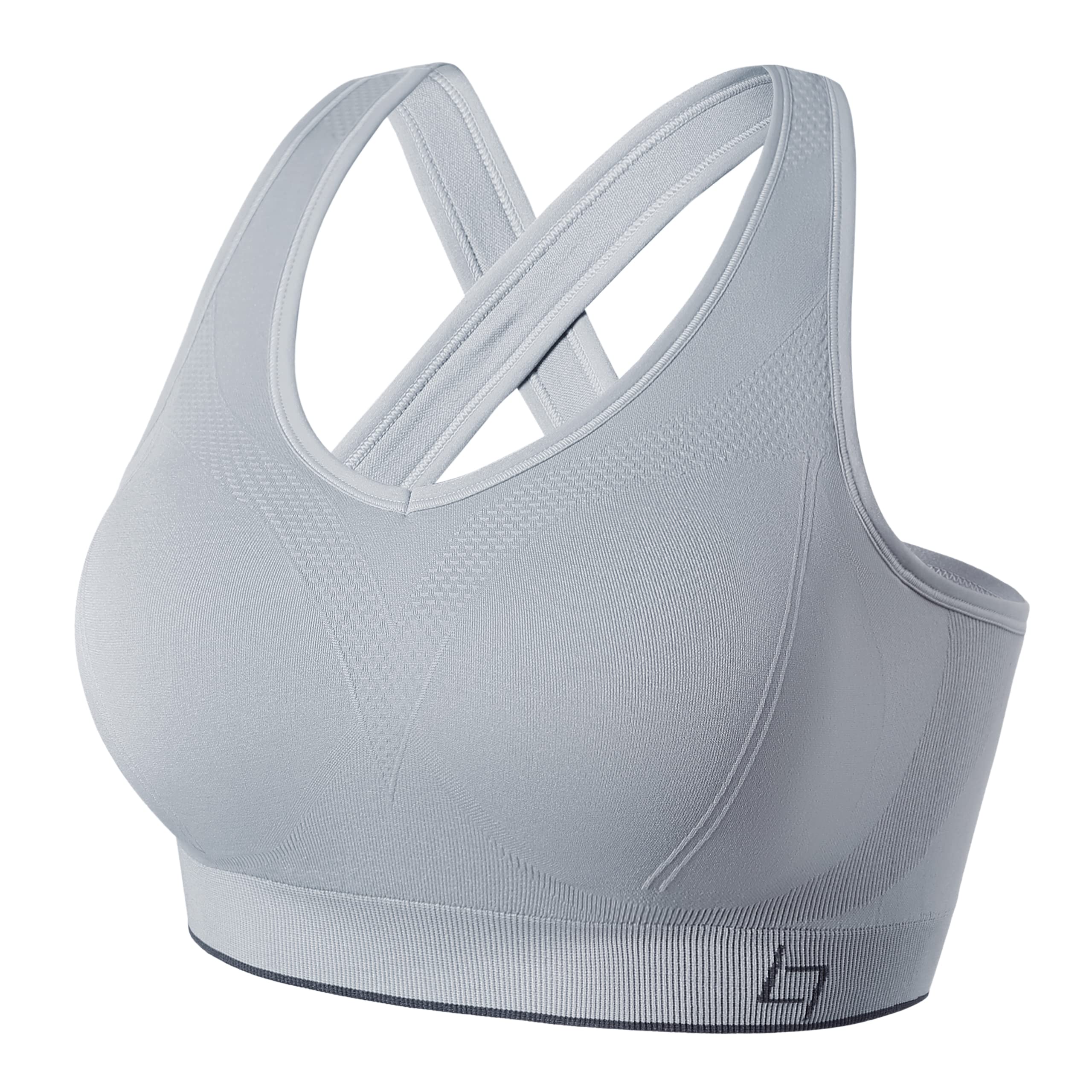 FITTIN Women's Cross Back Seamless Sports Bra with Removable Padded Cups - Comfortable Workout Bra for Yoga, Gym, Running & Fitness Training