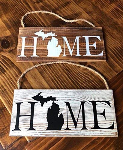 Rustic Michigan HOME Pallet Wood Sign - Farmhouse Decor for Living Room, Bedroom & Entryway