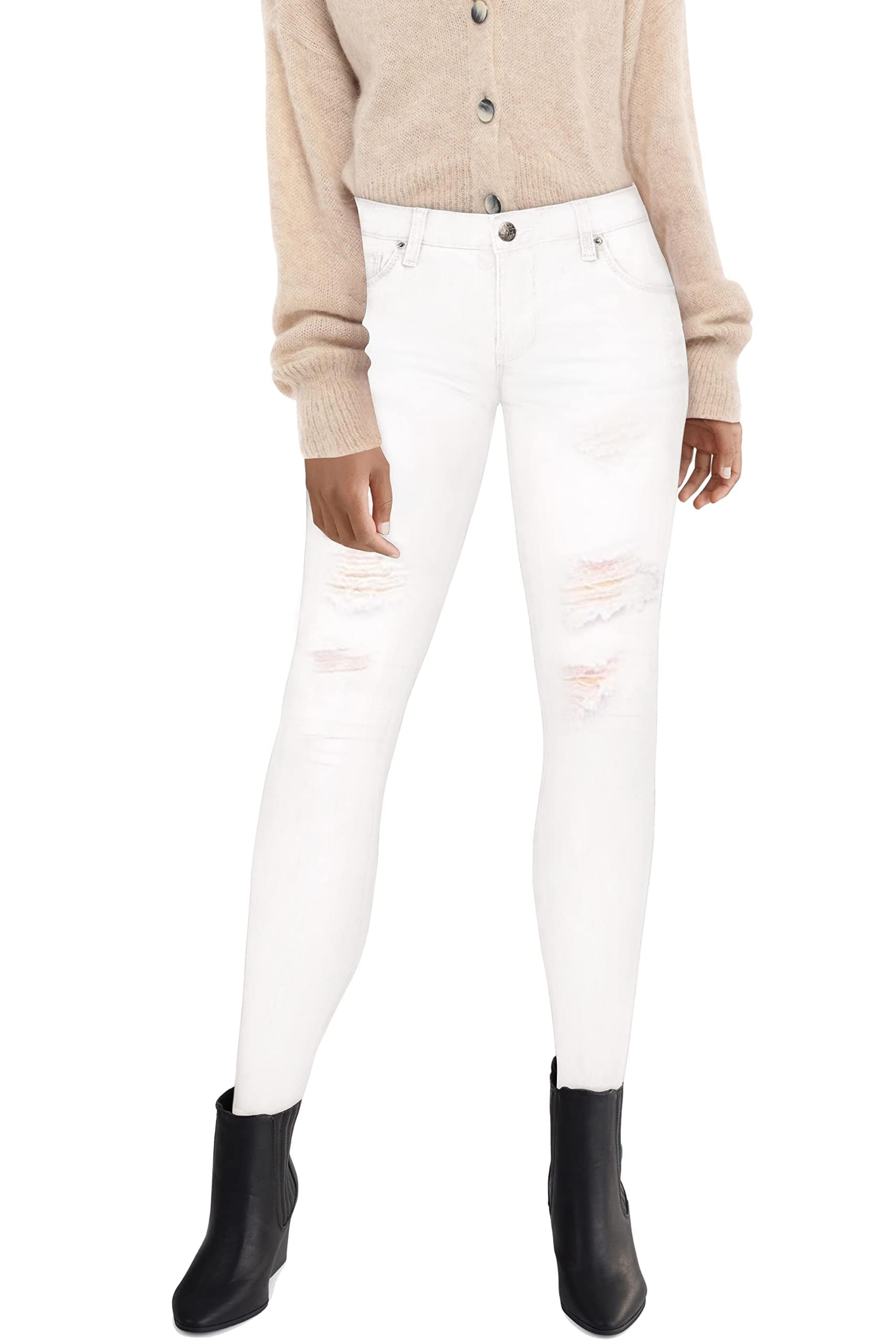 Hybrid & Company Women's Butt Lift Super Comfy Stretch Ripped Skinny Jeans - High Waisted Slim Fit Denim Pants for Casual Wear & Night Out
