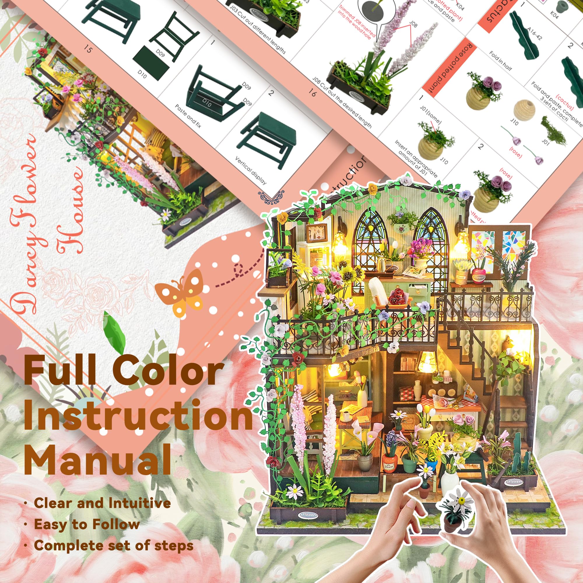 Flever DIY Miniature Dollhouse Kit with Furniture - Creative Room Model for Romantic Artwork Gift (Dancing Flower House) | Perfect for Collectors, Home Decor & Unique Gift Ideas