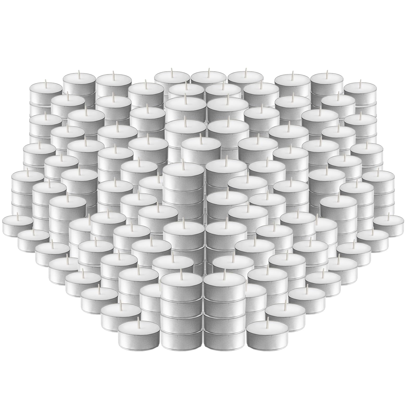 L'ner Tea Lights Candles - 300 White Unscented 3.5-Hour Candles for Weddings & Parties