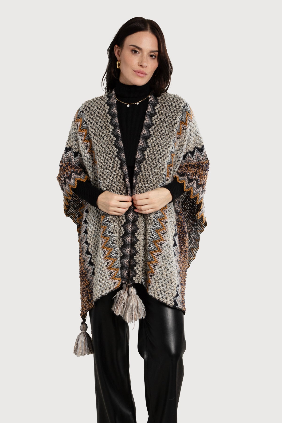 Bohemian Fringed Knit Kimono Cardigan - Lightweight Lace-Up Cover Up for Women - Perfect for Beach, Festival, and Lounge Wear