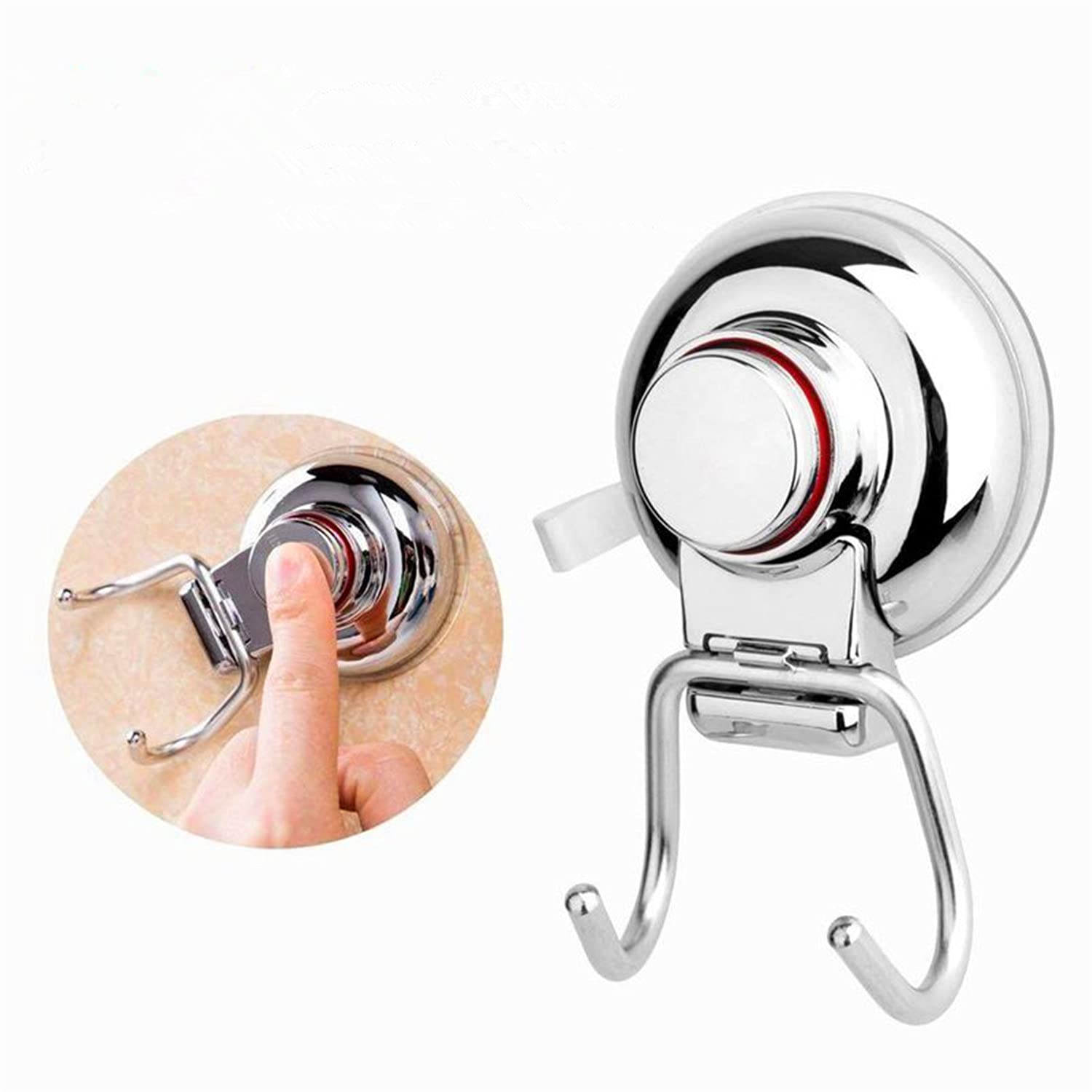 KK5 Vacuum Suction Cup Hooks - Heavy Duty Stainless Steel Wall Hangers for Shower Towels, Bathrobes & Loofahs | Perfect for Bathroom & Kitchen Organization (Set of 5) | Space-Saving Storage Solution for Small Homes & Apartments