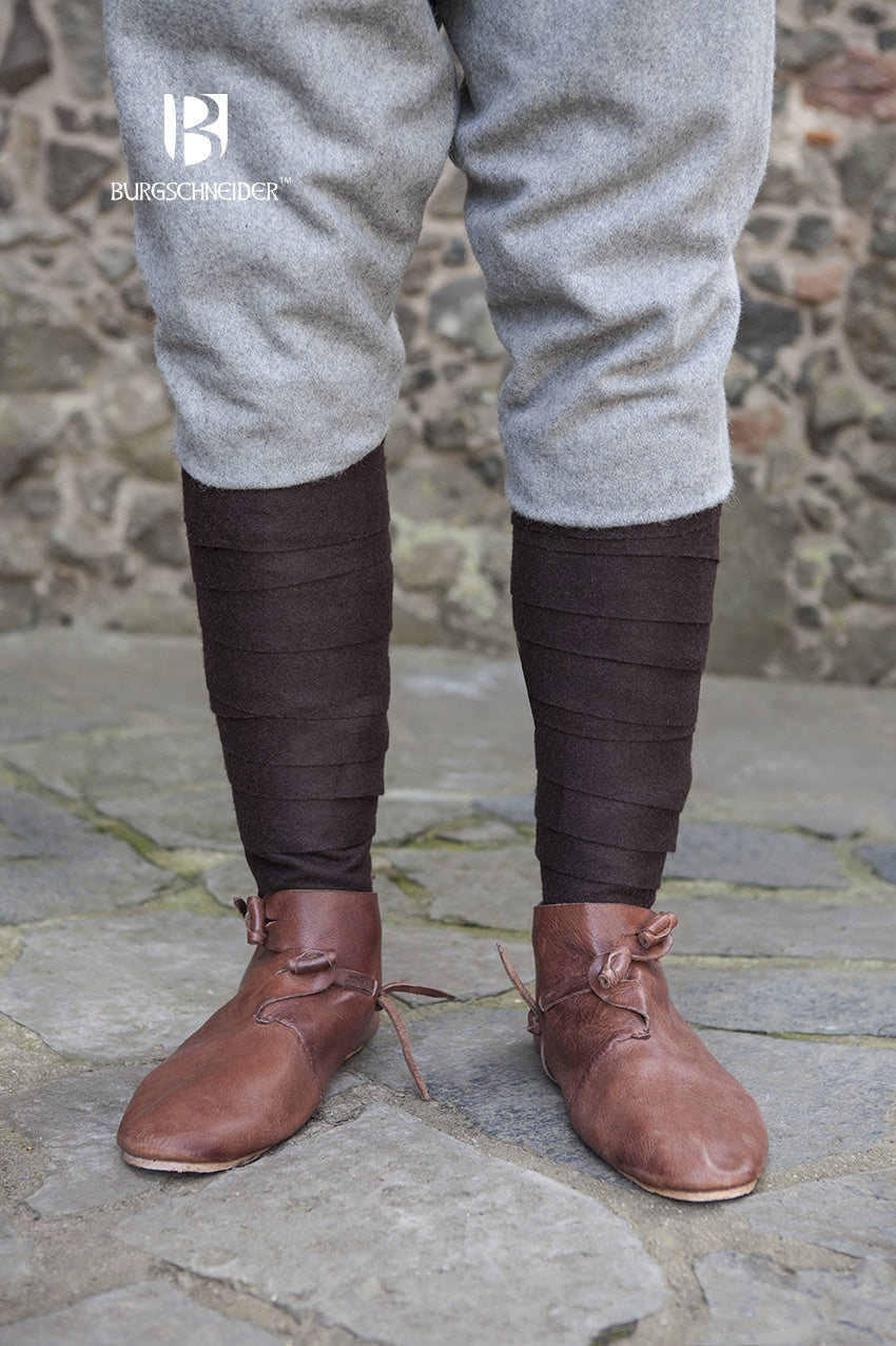 Premium Wool Winingas Aki Brown - Handmade Viking Leg Wraps for LARP, Reenactment & Outdoor Adventures