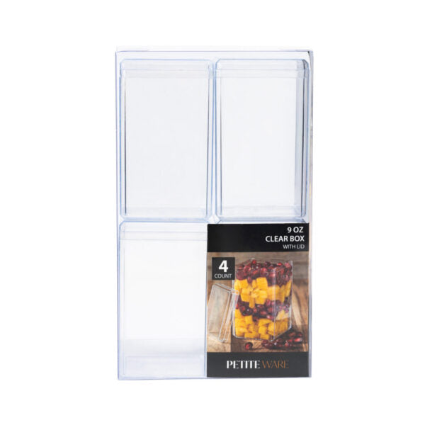 9 oz. Clear Plastic Storage Boxes with Lids - Set of 4 | Airtight Food Containers for Kitchen Pantry Organization, Meal Prep & Office Supplies Storage