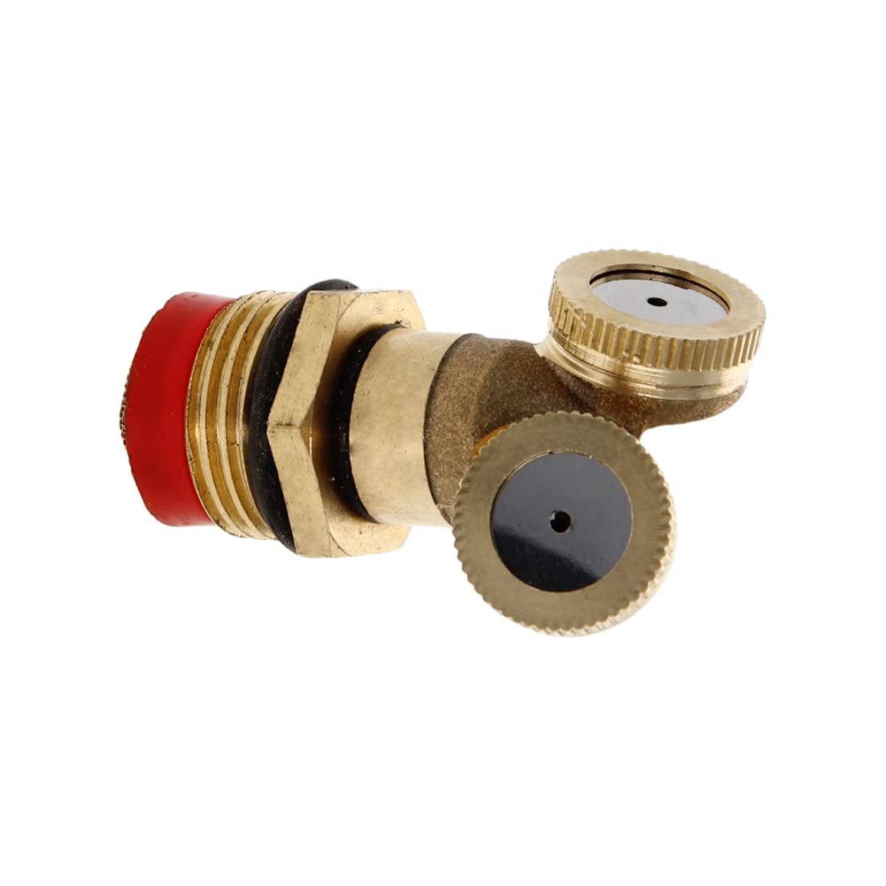 1/2 Inch BSPF Brass Misting Nozzle - Low Pressure 2 Hole Garden Sprinkler Head with Filter Mesh - Perfect for Patio Cooling, Lawn Irrigation, Dust Control & Outdoor Landscaping (1 Pack)