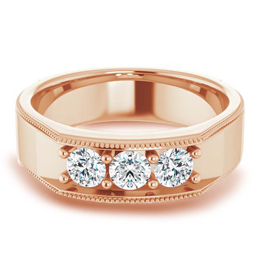 0.75 Carat Round Diamond Milgrain Accent Men's Wedding Band Ring - Perfect for Engagement, Anniversary & Special Occasions