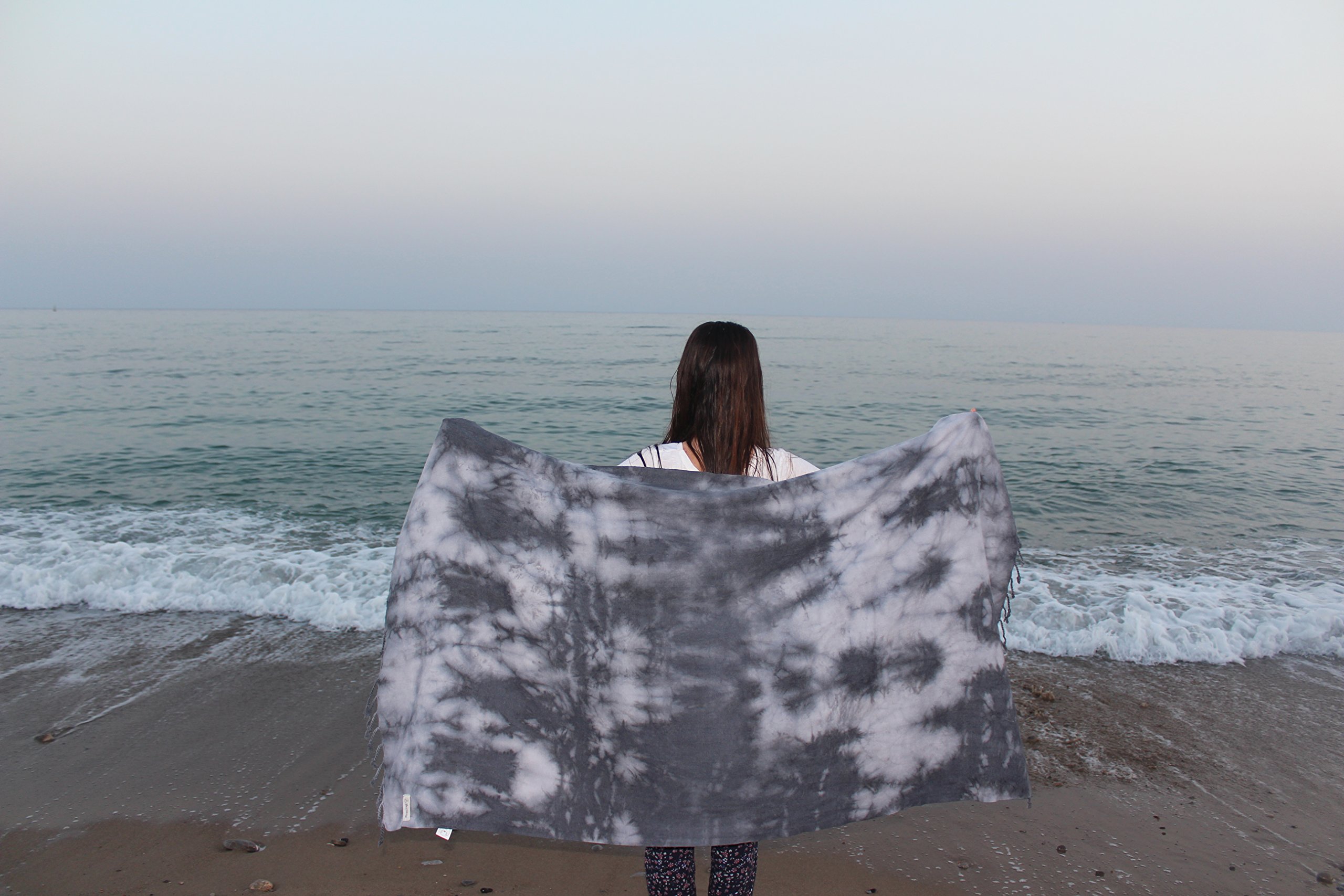 Premium 100% Cotton Turkish Peshtemal Beach Towels - Quick-Dry, Sand-Free & Lightweight (Set of 6, Black Grey) | Perfect for Beach, Pool, Yoga & Travel