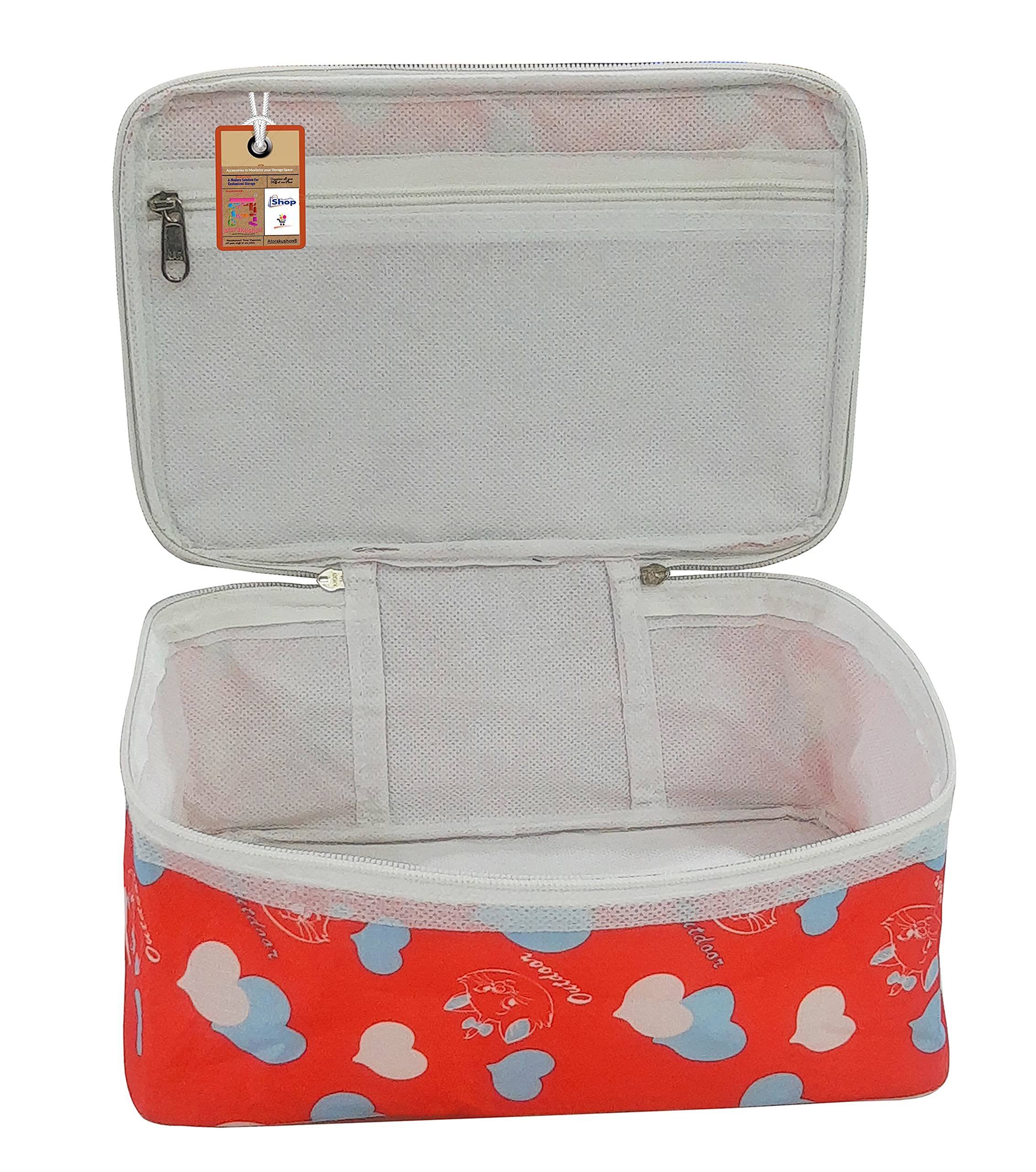 **Atorakushon® 3-Pack Fabric Makeup Storage Box & Travel Vanity Organizer – Cosmetic Toiletry Bag, Jewelry Pouch, Wardrobe Organizer (Multicolor) – Perfect for Travel, Home & Daily Use**