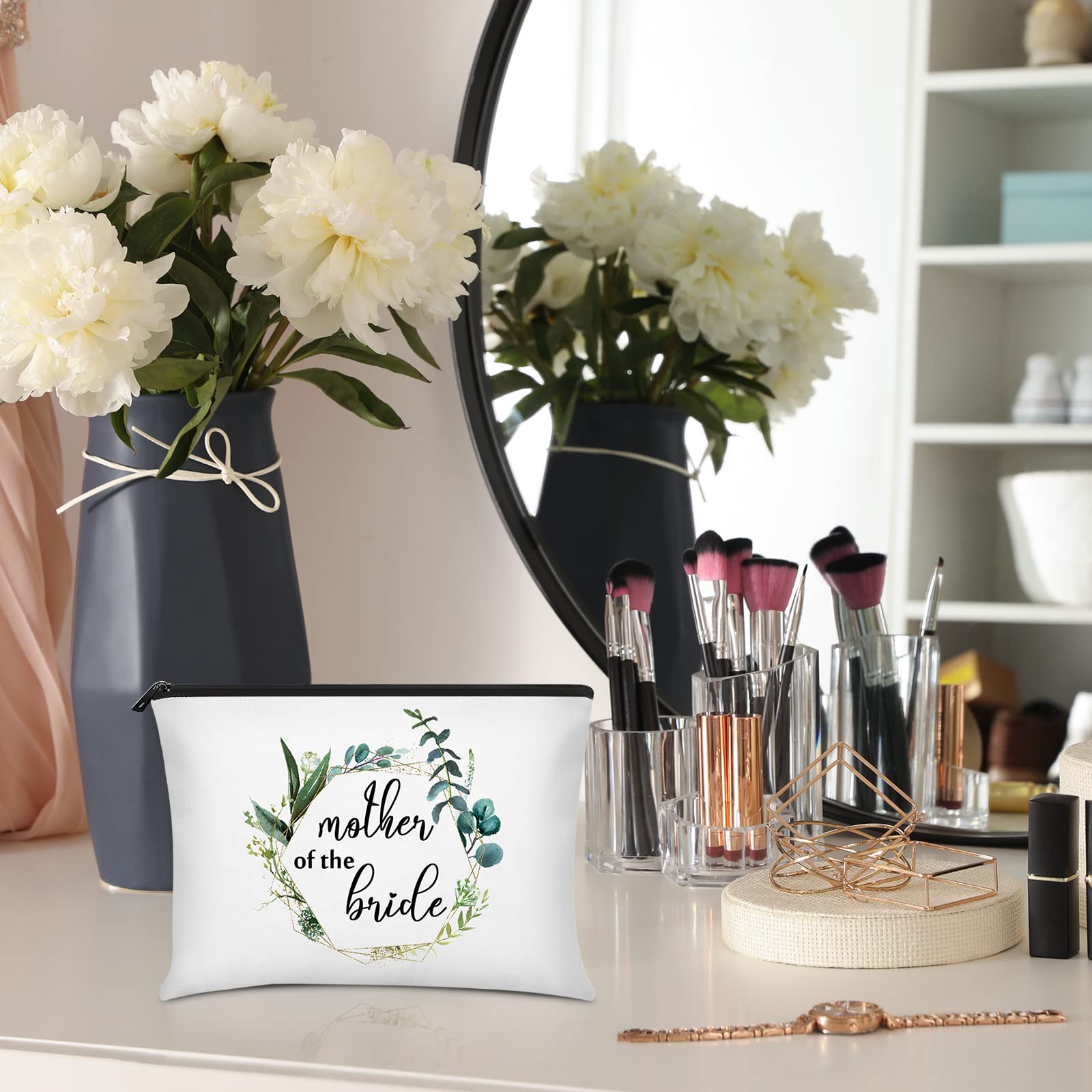 2-Piece Canvas Cosmetic Bags with Zipper - Elegant Mother of Bride Wedding Gift Set for Bridal Shower, Engagement & Mother-in-Law - Perfect for Travel, Makeup Storage & Special Occasion Gifts