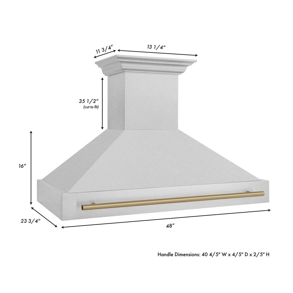 ZLINE Autograph Edition 48 Inch Stainless Steel Wall Mount Range Hood with Accent Handle (8654SNZ 48) - Professional Kitchen Ventilation for Modern Homes