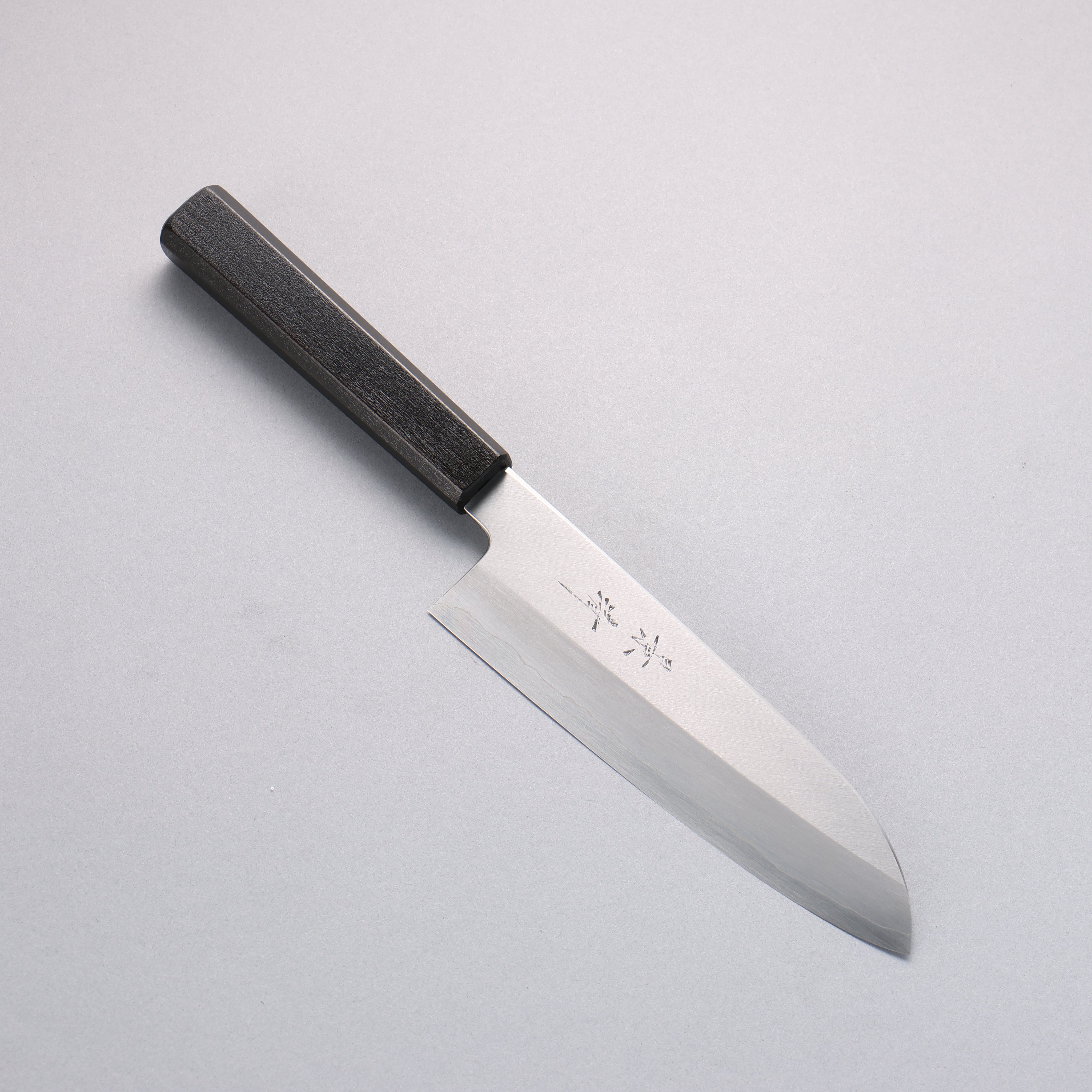 Premium Kagekiyo Silver Steel No.3 Santoku Knife 180mm - Japanese Black Lacquered Magnolia Handle - Perfect for Sushi, Vegetables & Meat Cutting - Professional Chef & Home Kitchen Essential