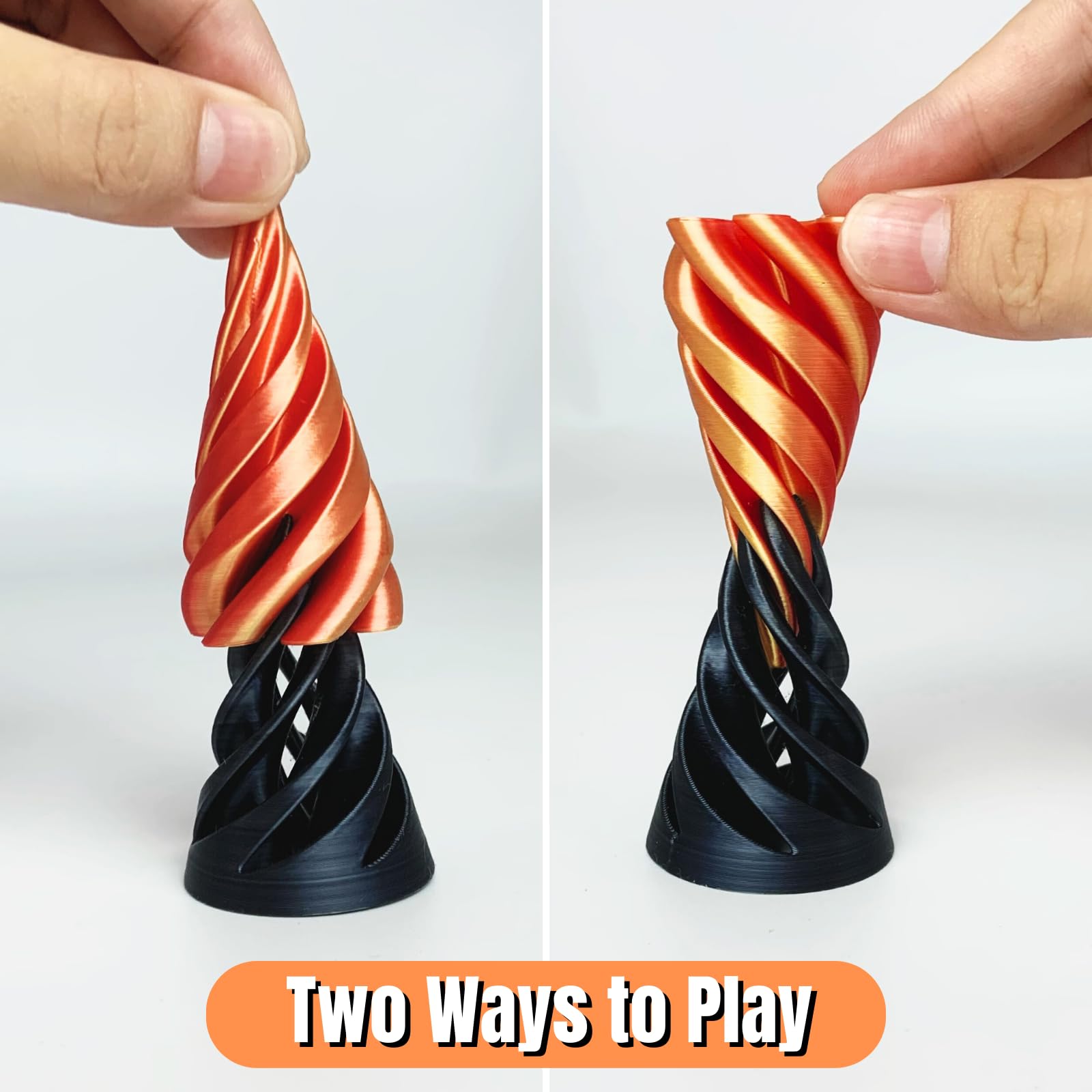 3D Printed Impossible Pyramid Passthrough Sculpture - Spiral Cone Fidget Toy for Stress Relief | Mini Vortex Thread Illusion Desk Decor | Unique Office Gift for Adults (Perfect for Anxiety Relief, Focus Aid & Home/Office Decoration)
