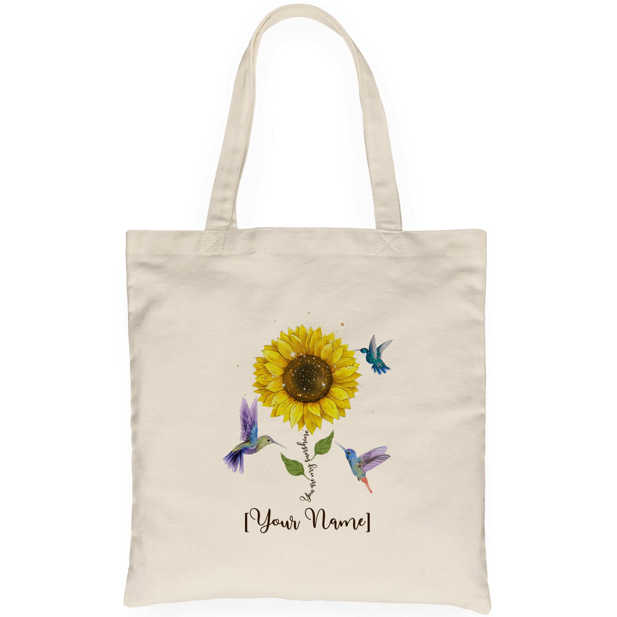 Custom Personalized Tote Bag with Sunflower & Bird Design - Reusable Washable Canvas Shopping Bag for Women & Girls - Perfect Gift for Graduation, Grocery Shopping, Beach & Daily Use